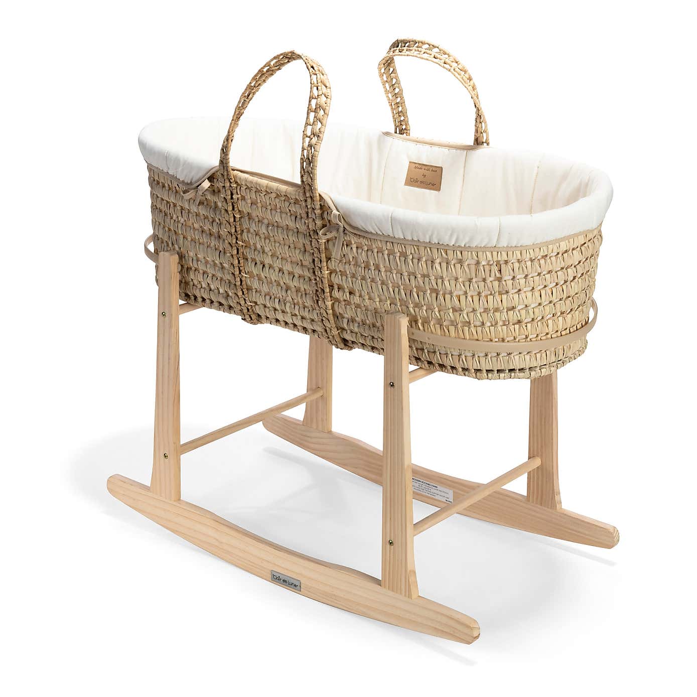 Clair de Lune Organic Palm Moses Basket With Natural Rocking Stand