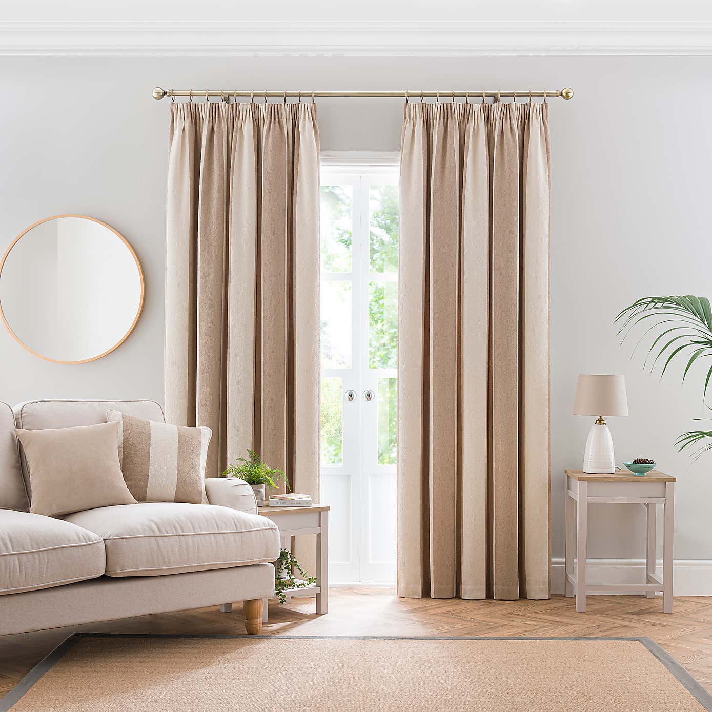 Boucle Stripe Pencil Pleat Curtains