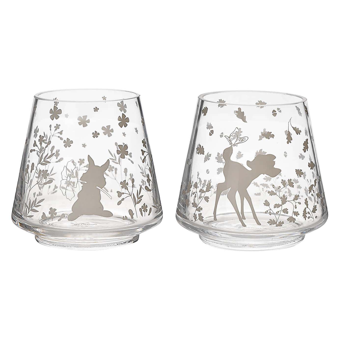 Set of 2 Disney Bambi Glass Candle Holders