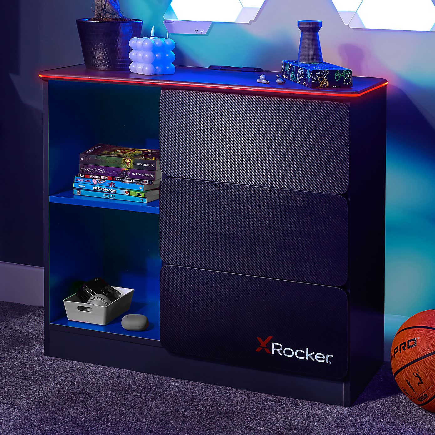 X Rocker Carbon Tek Chest of Drawers with Neo Fibre LED