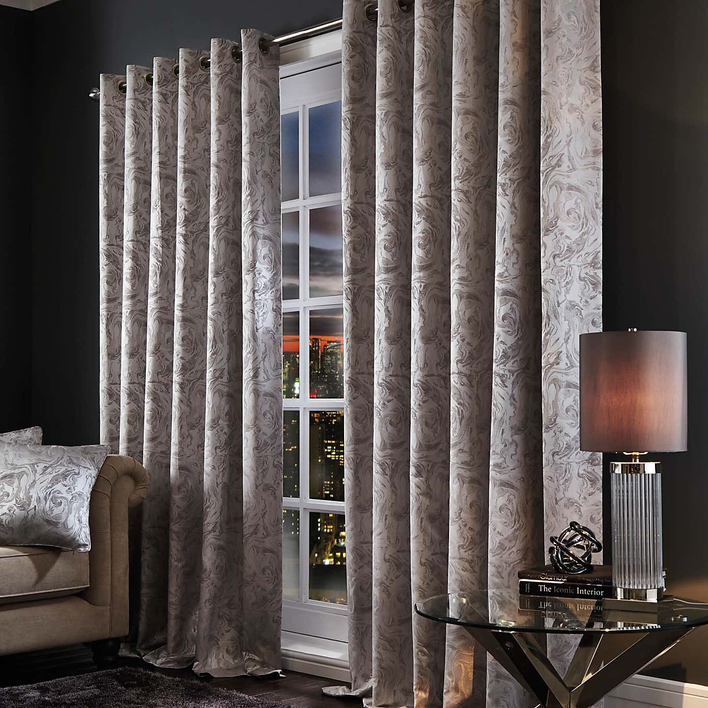 Diablo Marble Eyelet Curtains