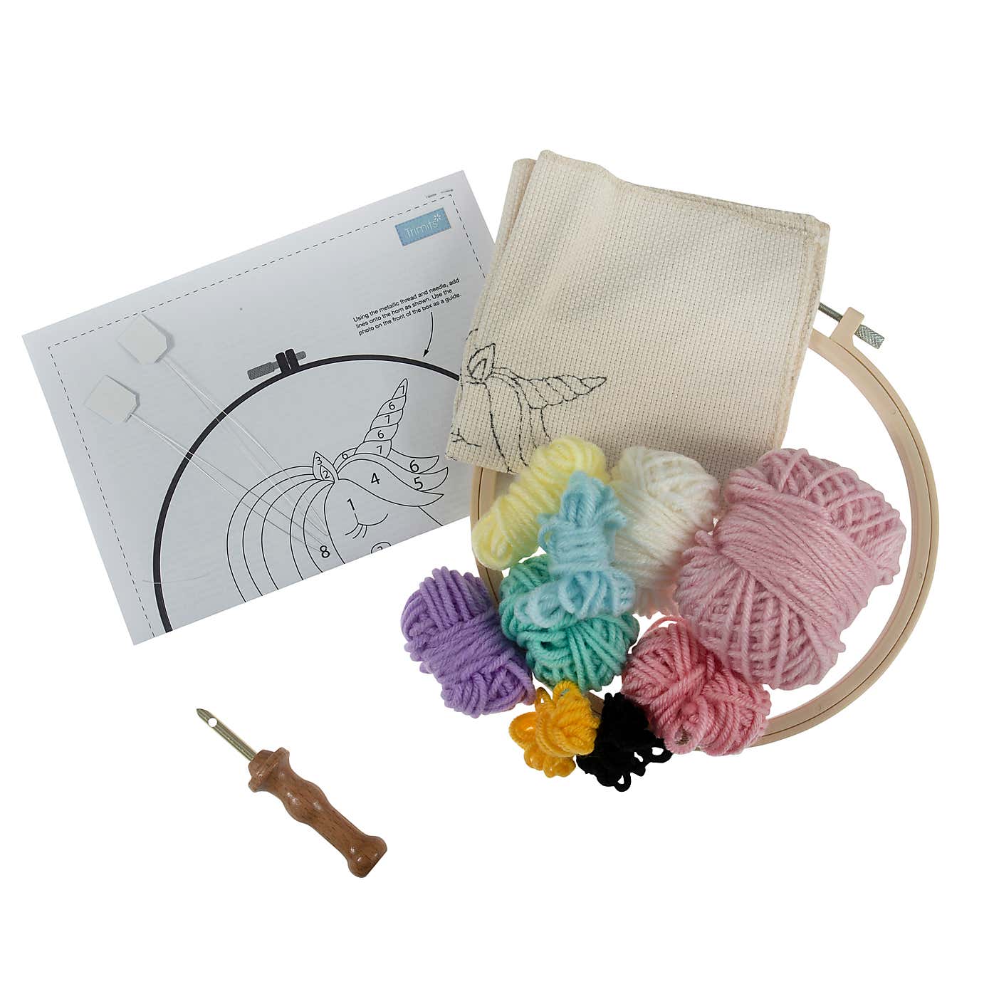 Punch Needle Kit Yarn and Hoop Unicorn