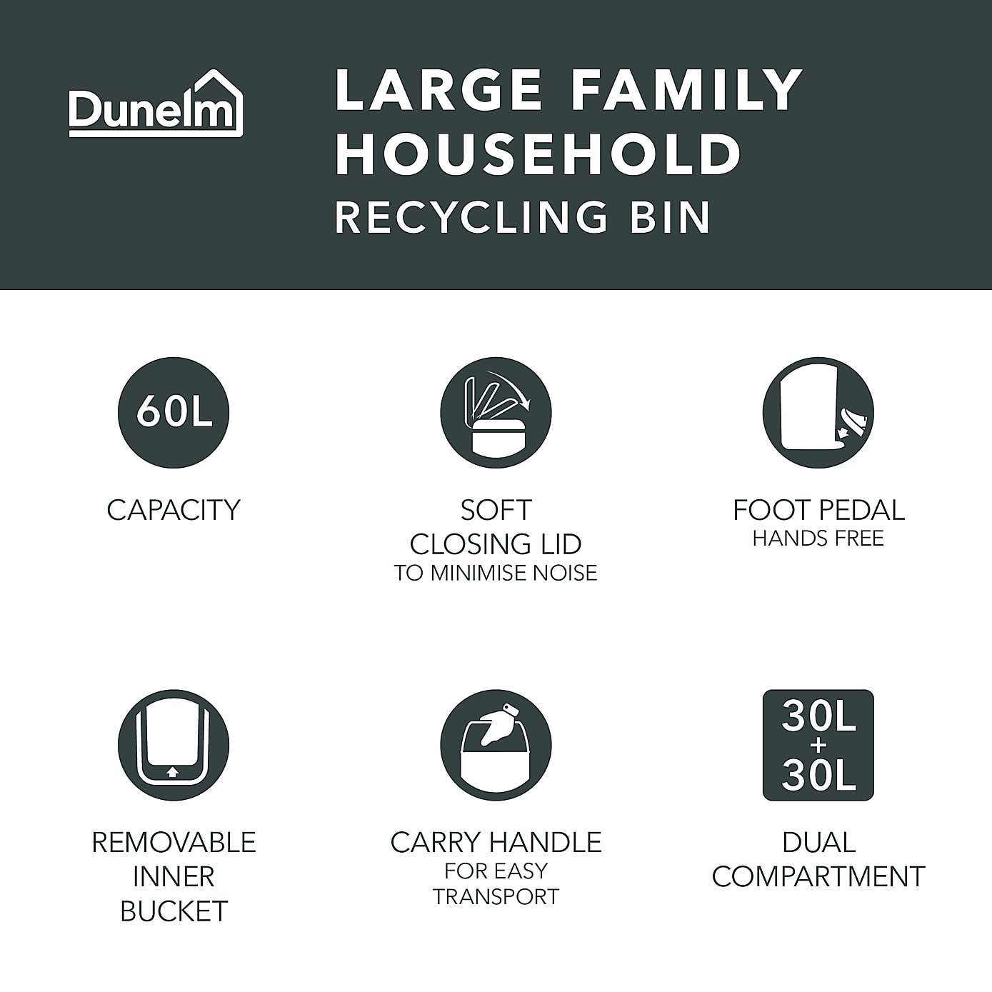 Dual 30/30L Recycling Pedal Bin