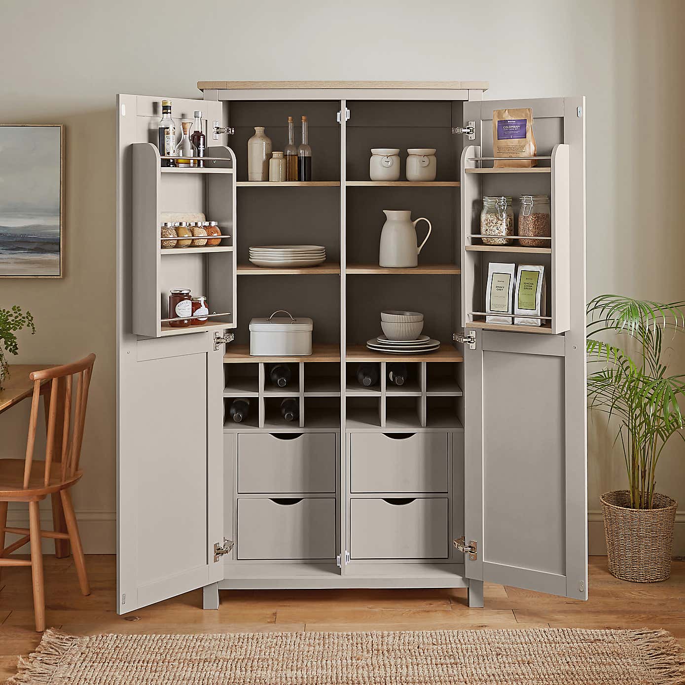 Olney Double Kitchen Larder Unit, Stone