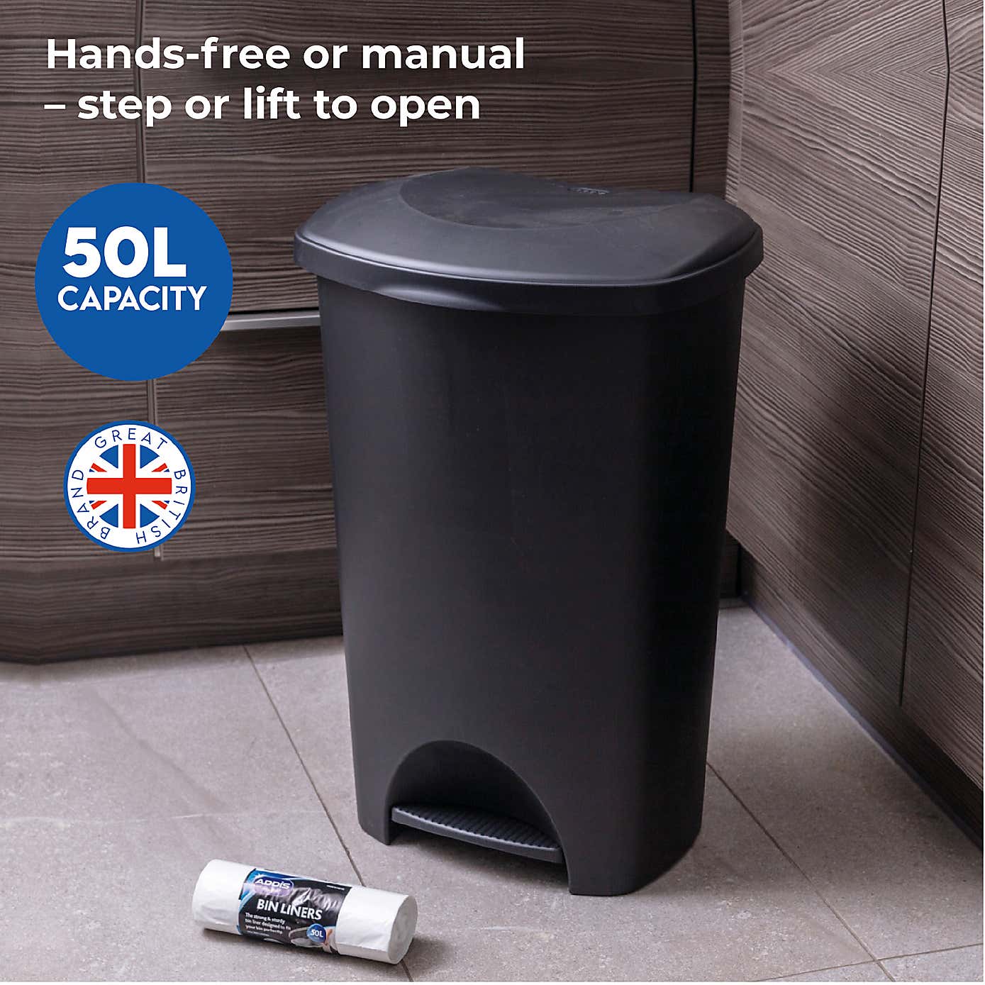 Addis 50L Pedal Bin With 50L Strong Bin Liners