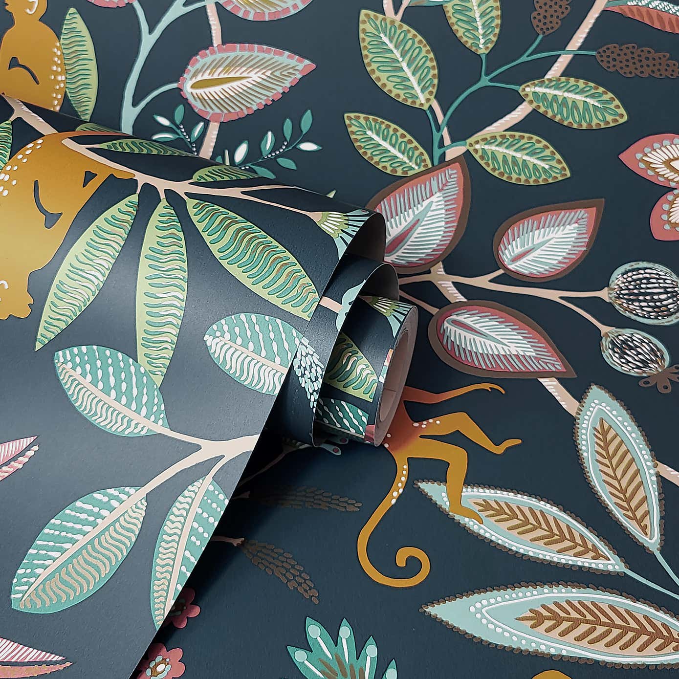 Monkey Walk Ochre Wallpaper