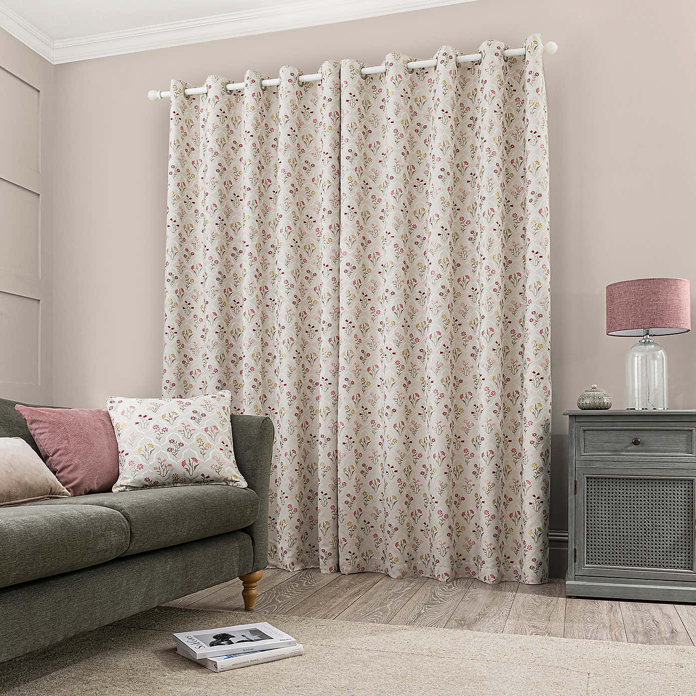 Fleur Floral Jacquard Eyelet Curtains
