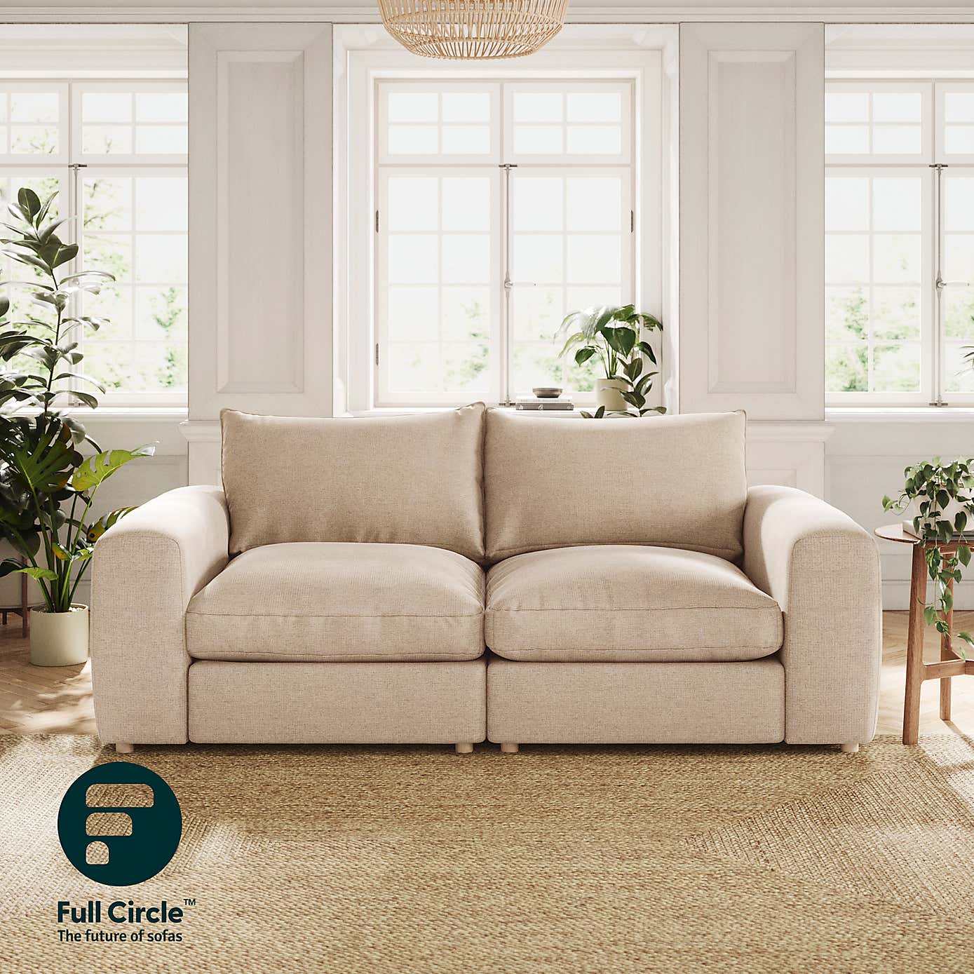 Austin Tonal Weave 4 Seater Sofa, Natural