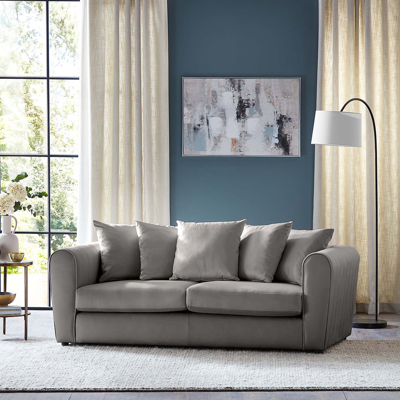 Blake Opulent Velvet Curved Quilted Arm 3 Seater Sofa