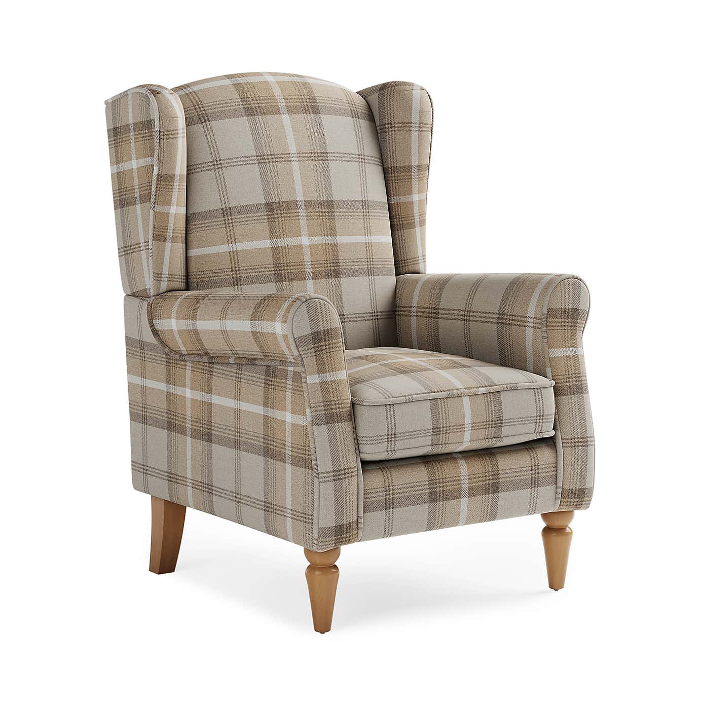 Oswald Check Wingback Armchair