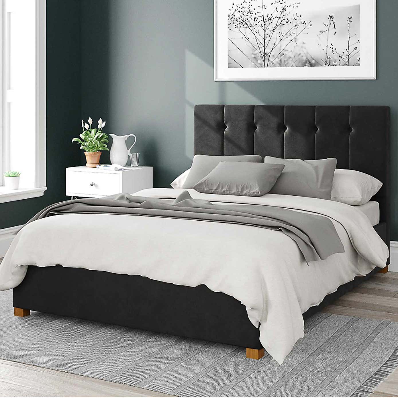 Hepburn Plush Velvet Ottoman Bed Frame