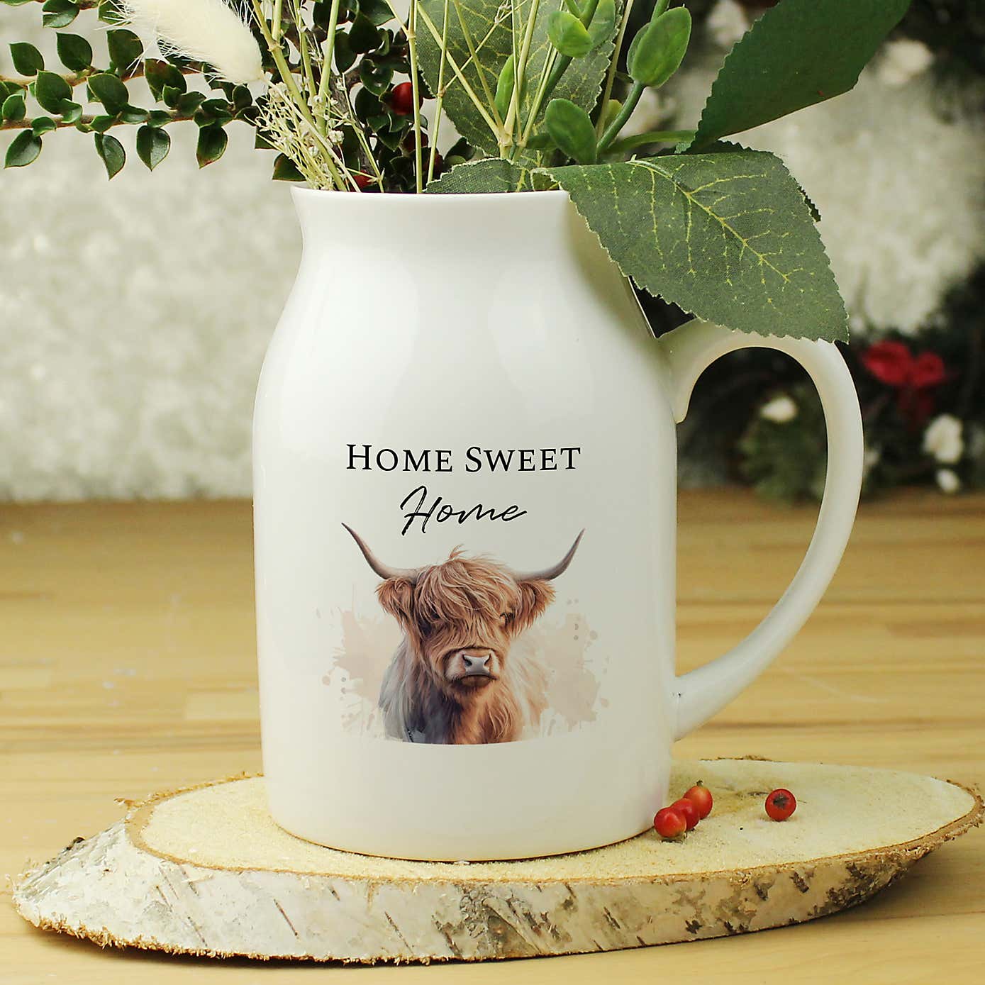 Personalised Highland Cow Flower Jug Vase