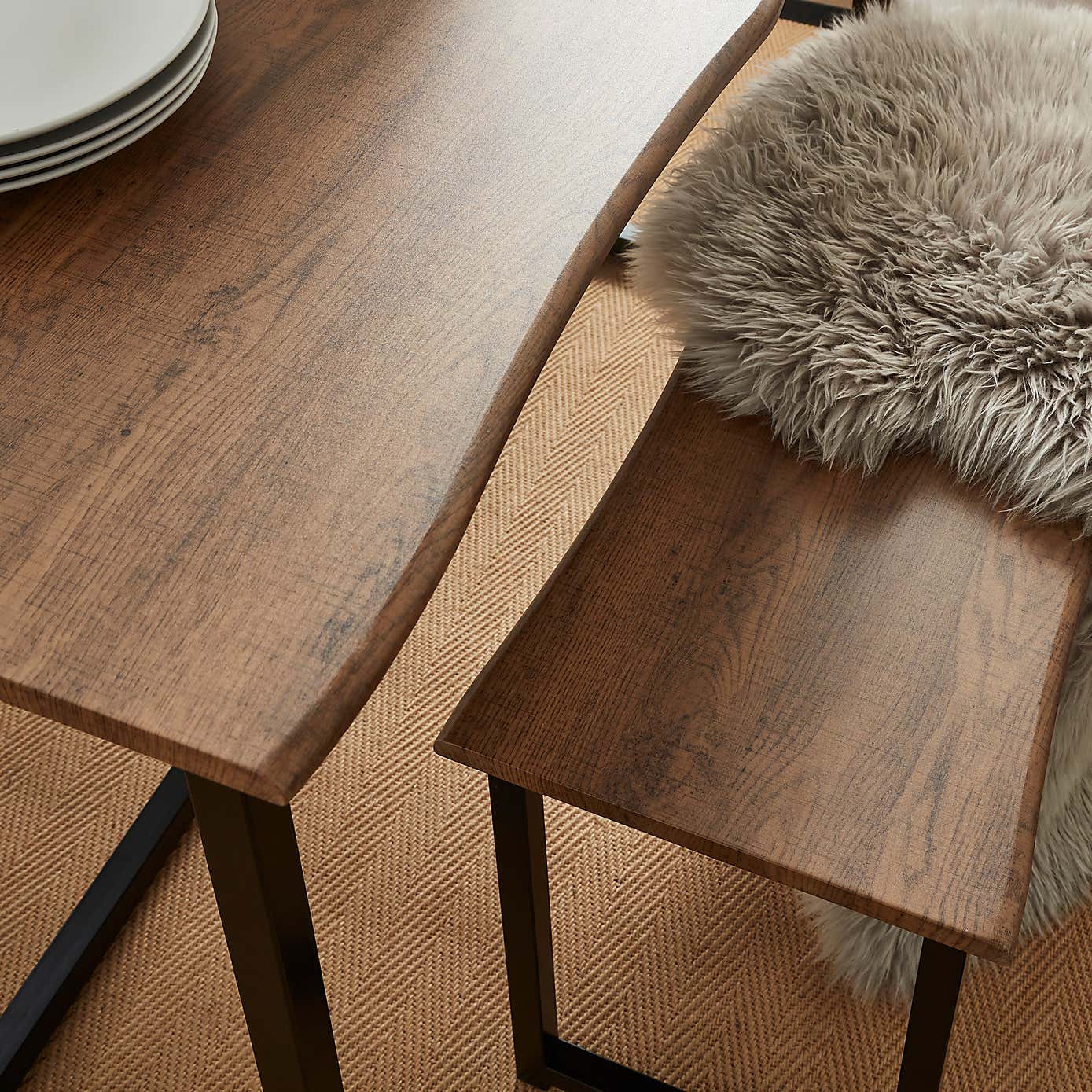 Ronan Wave Edge Dining Table and Bench Set