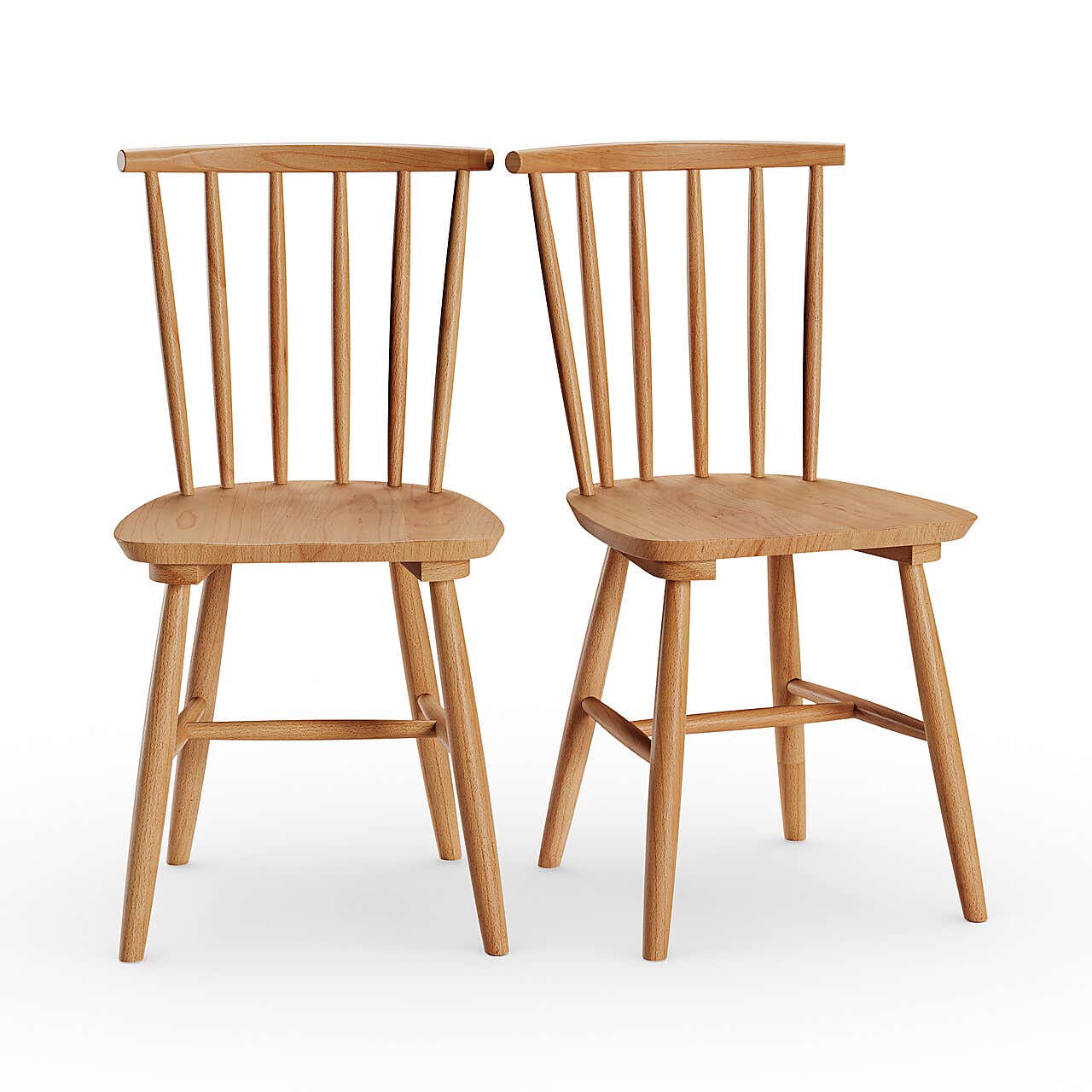 Harvey Set of 2 Dining Chairs, Beech Wood