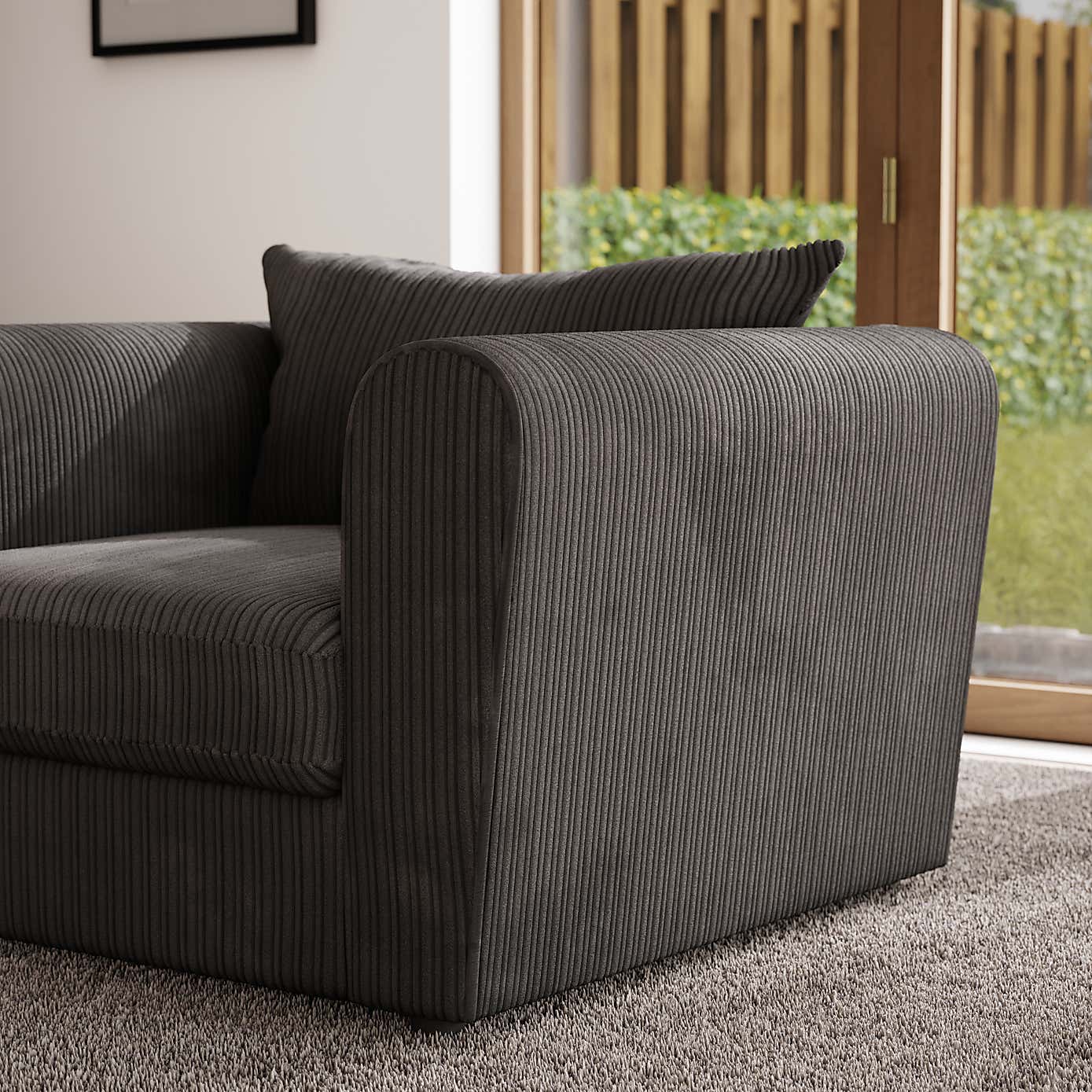 Blake Curved Arm Jumbo Cord Snuggle Chair