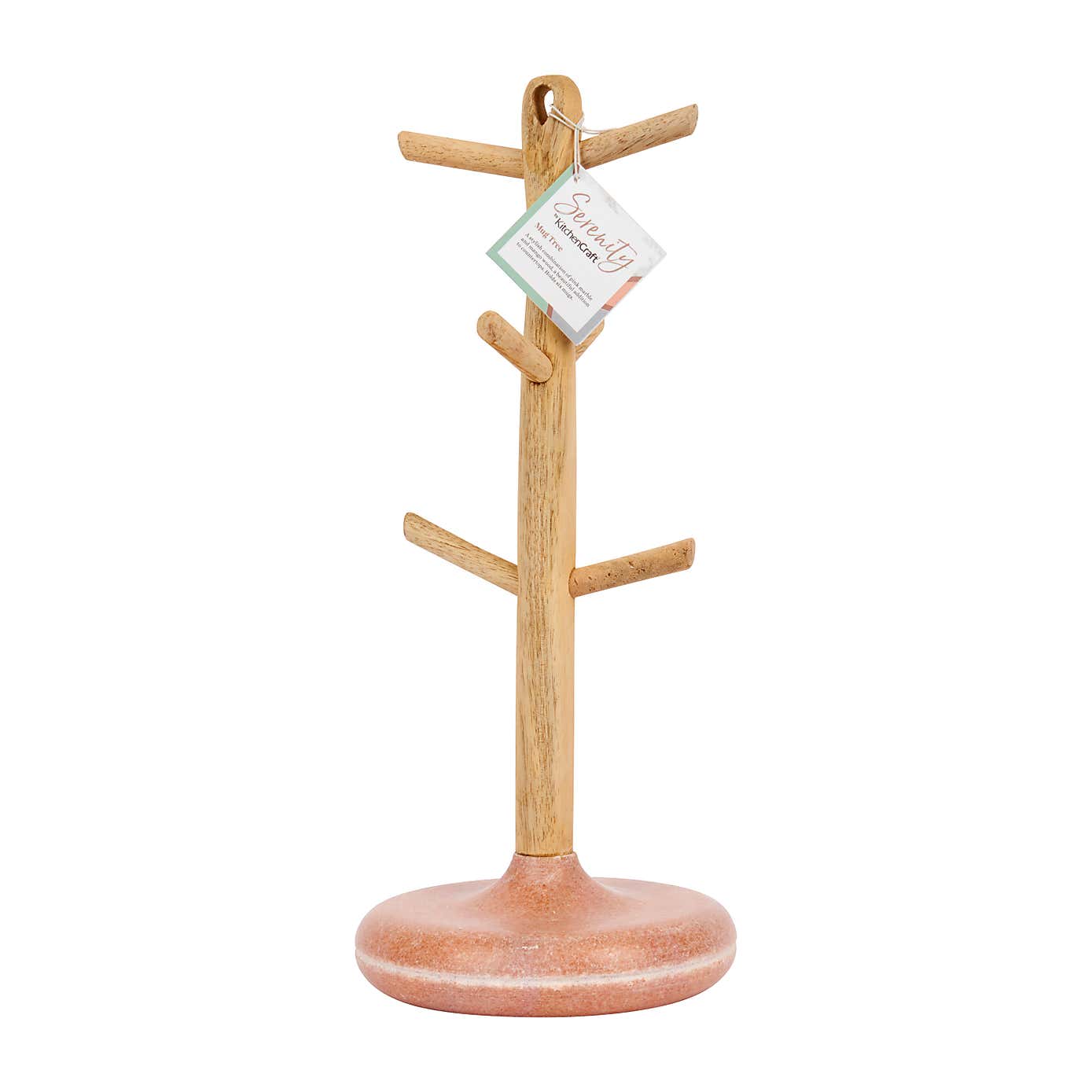 Rustic Wooden Mug Tree Stand for 6 Cups