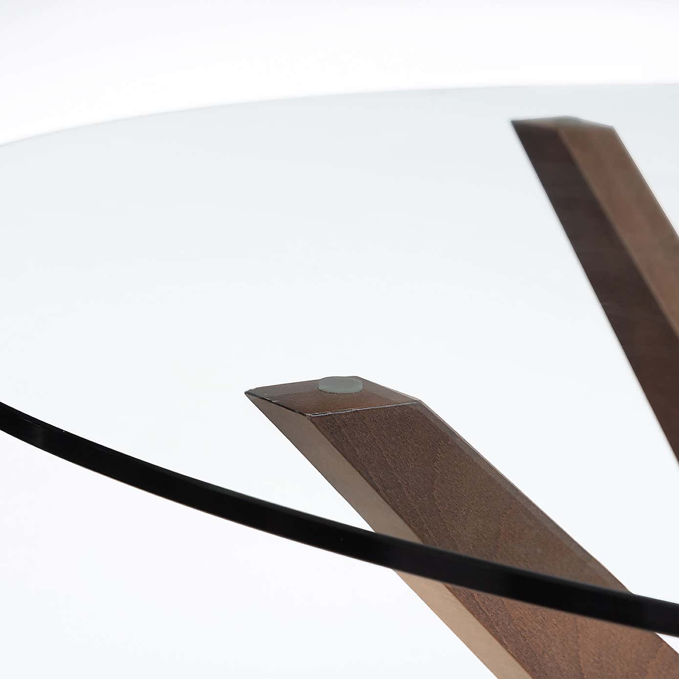 Chelsea 4 Seater Round Dining Table, Brown Wood, Glass