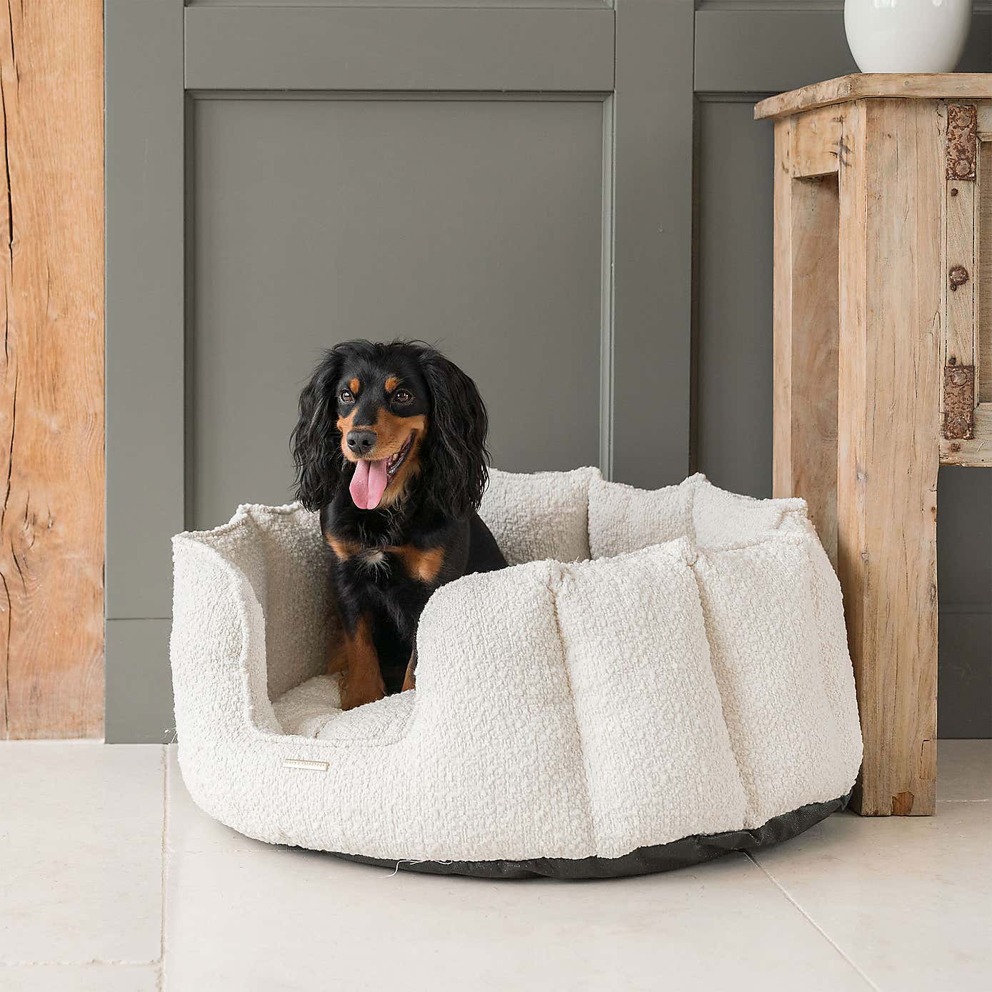 Lords and Labradors Boucle High Wall Dog Bed