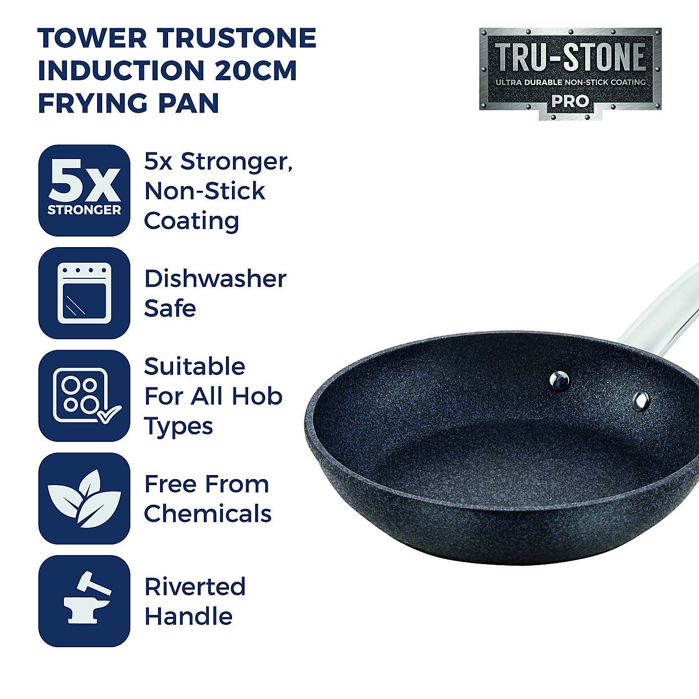 TruStone Non-Stick Aluminium Violet Black Frying Pan, 20cm