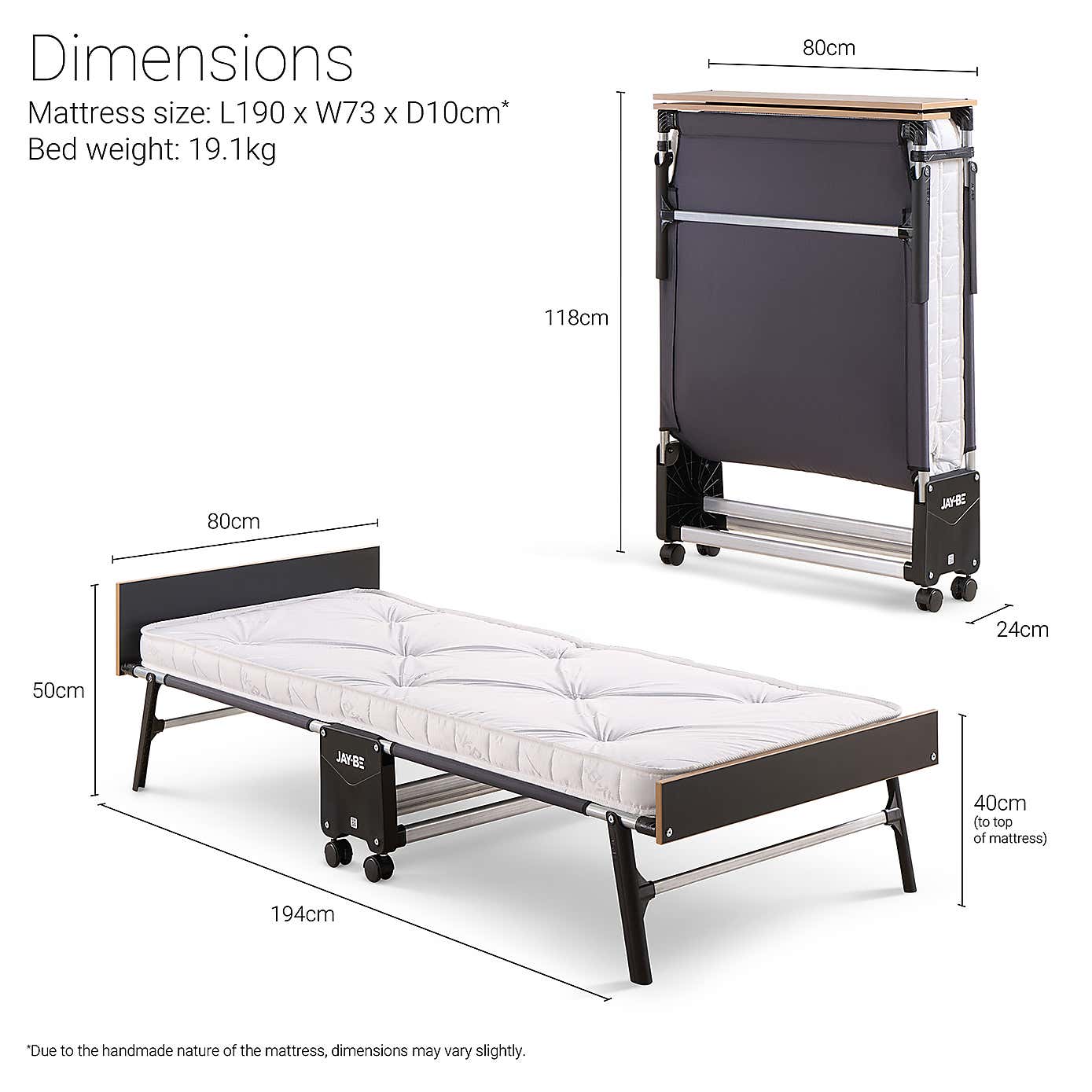 Jay-Be Grand Folding Bed with e-Pocket Tufted Mattress