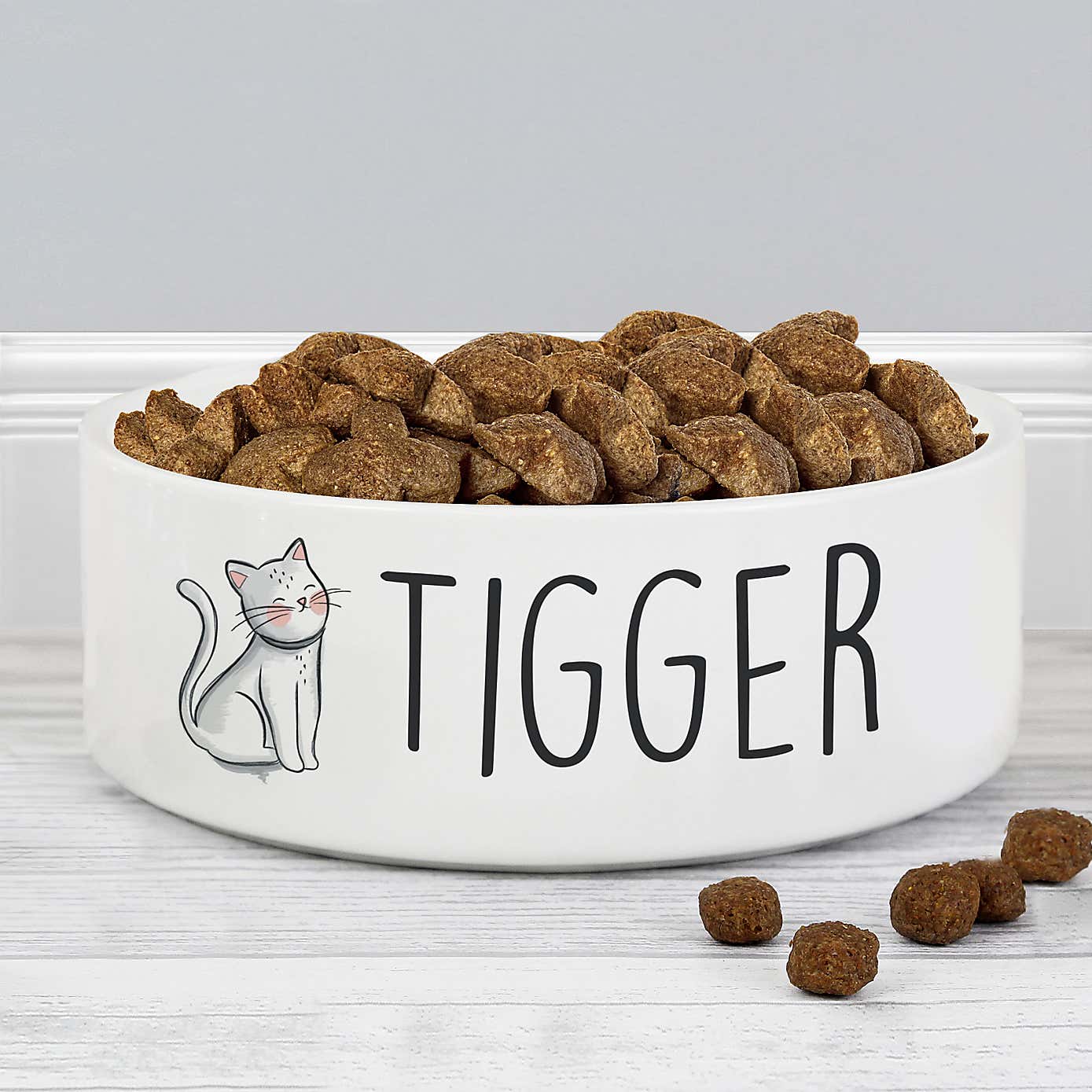 Personalised Scribble Cat Medium Ceramic Pet Bowl