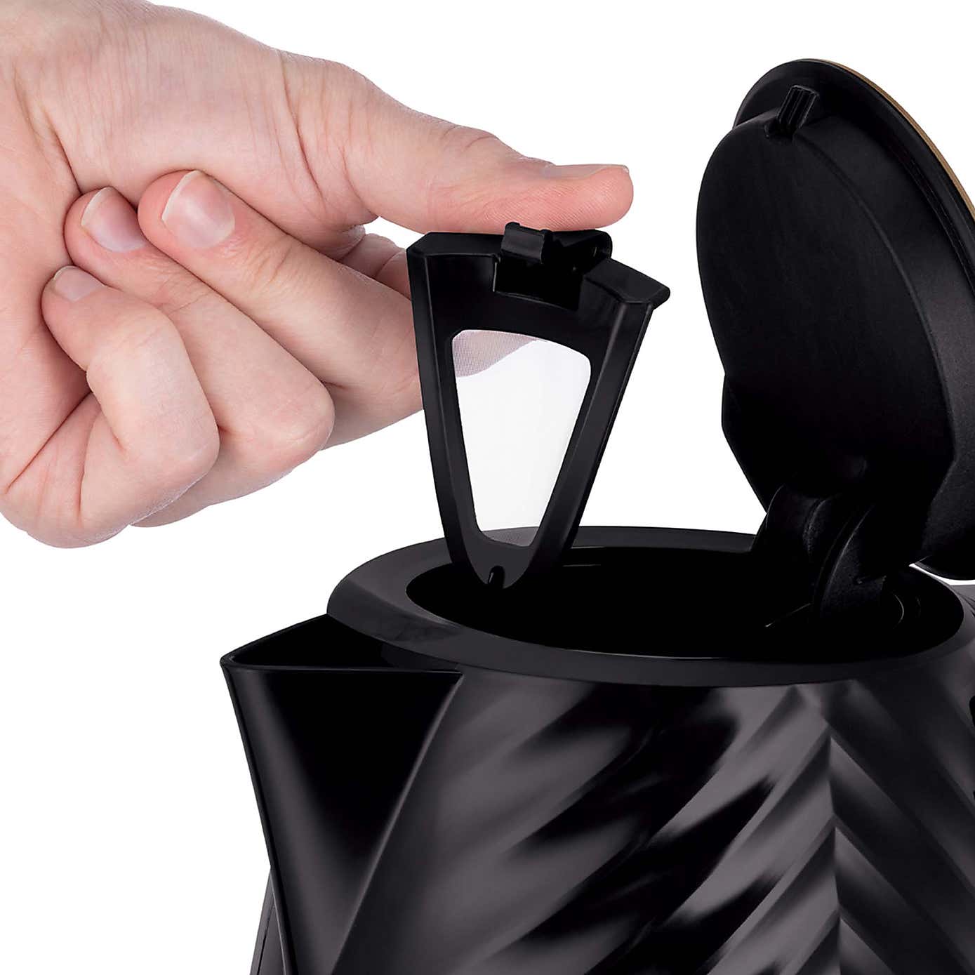 Russell Hobbs Groove Black Kettle & 2 Slice Toaster Set