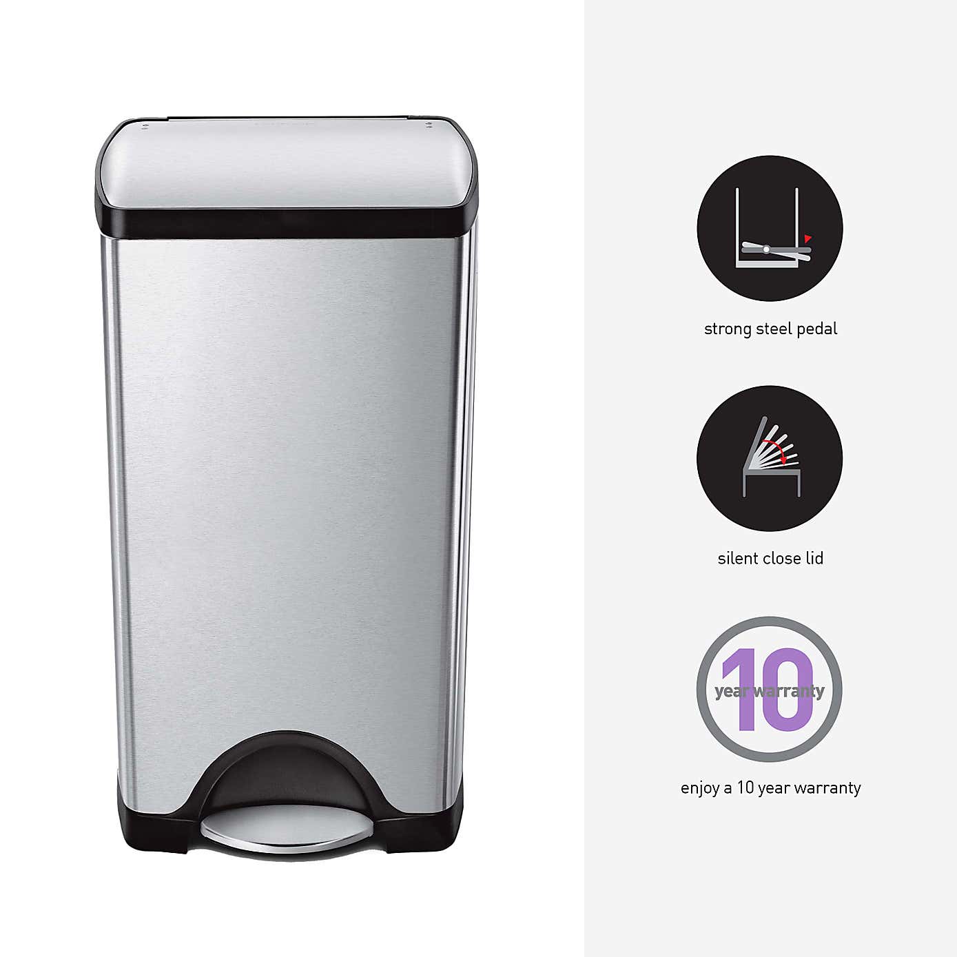 simplehuman 30 Litre Rectangular Pedal Bin
