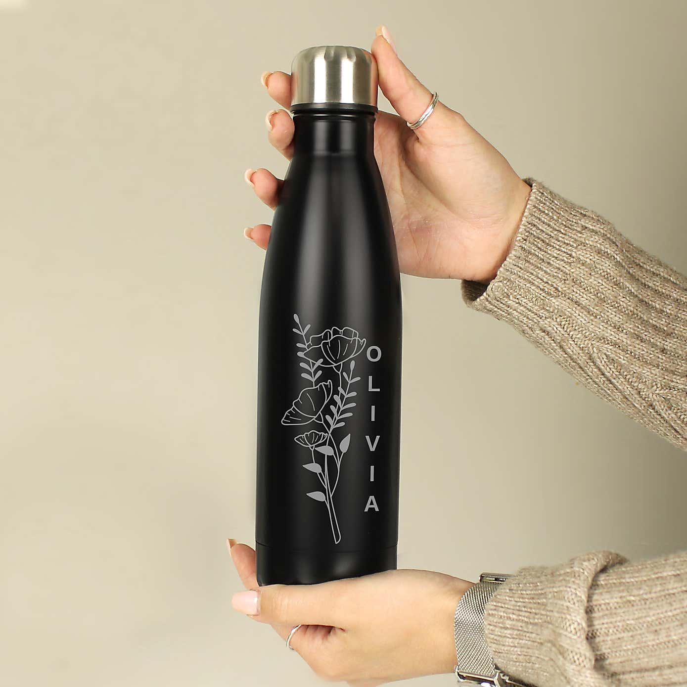 Personalised Floral Metal Insulated Drinks Bottle