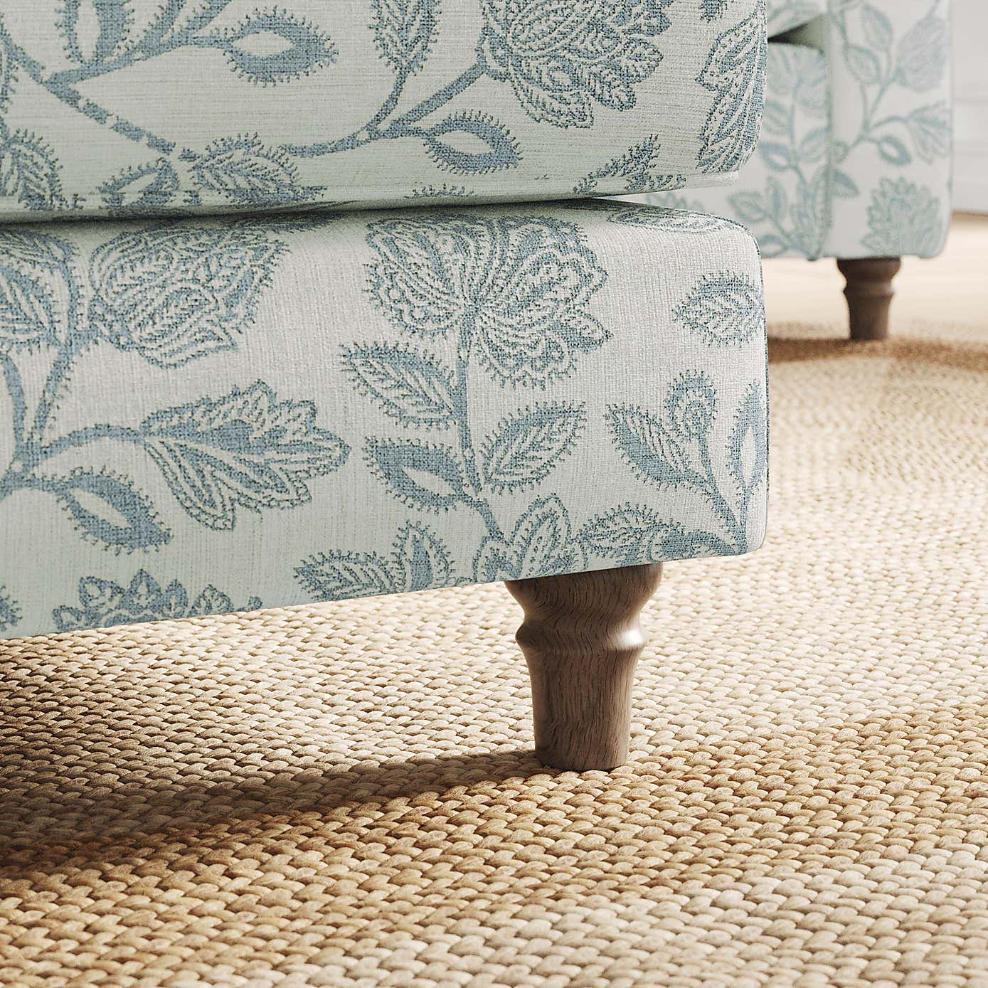 Flori Footstool, Floral Print Fabric