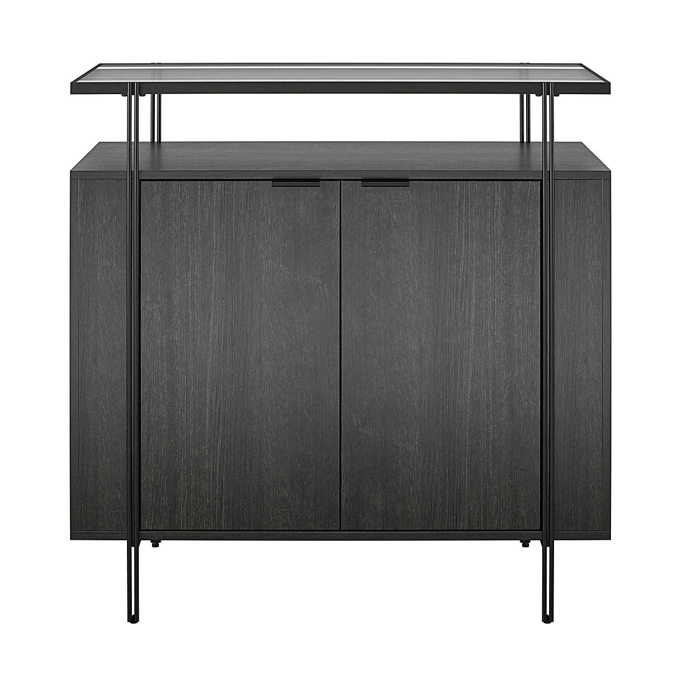 Wainwright Bar Cabinet, Black Oak