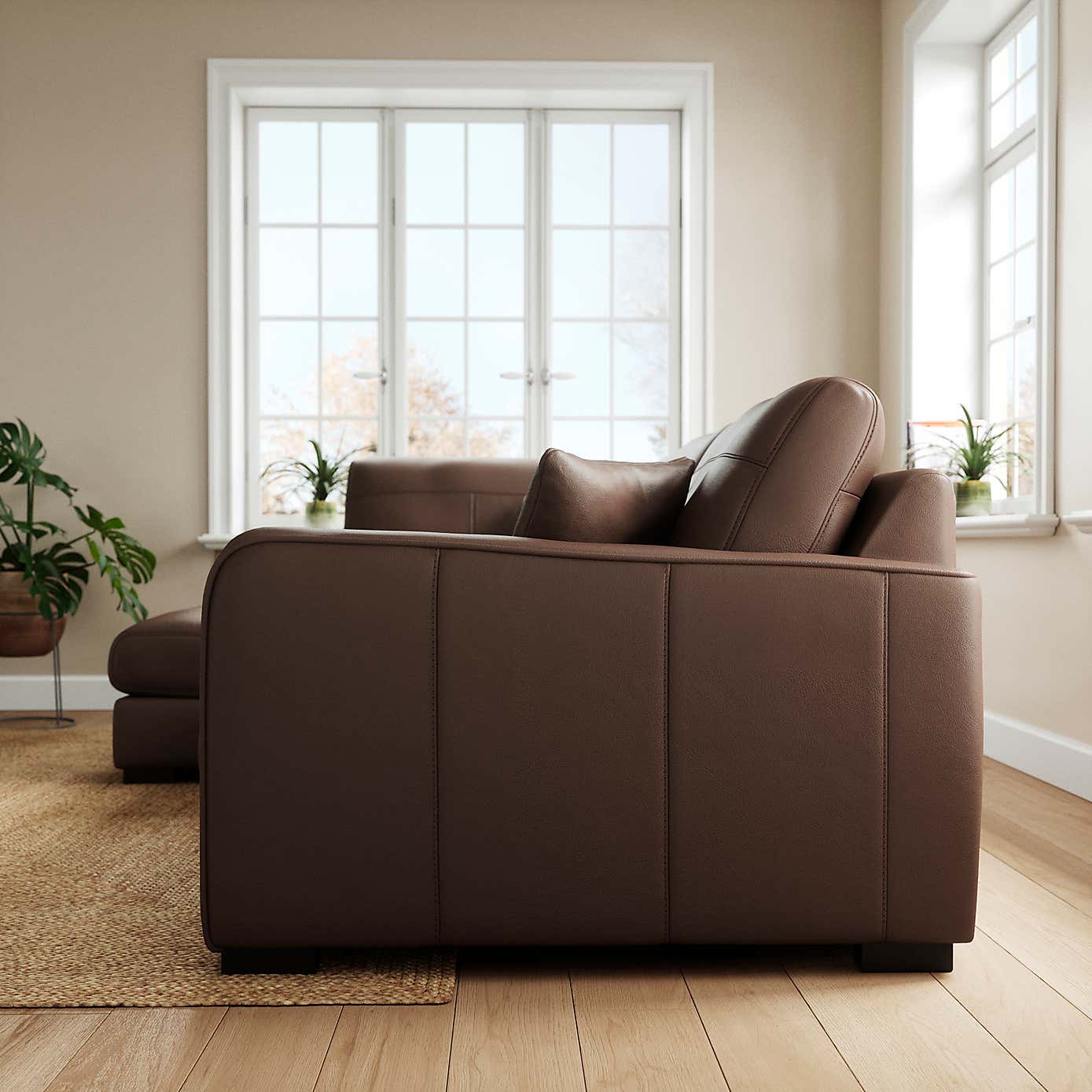 Carson Classic Leather Large Corner Chaise Sofa