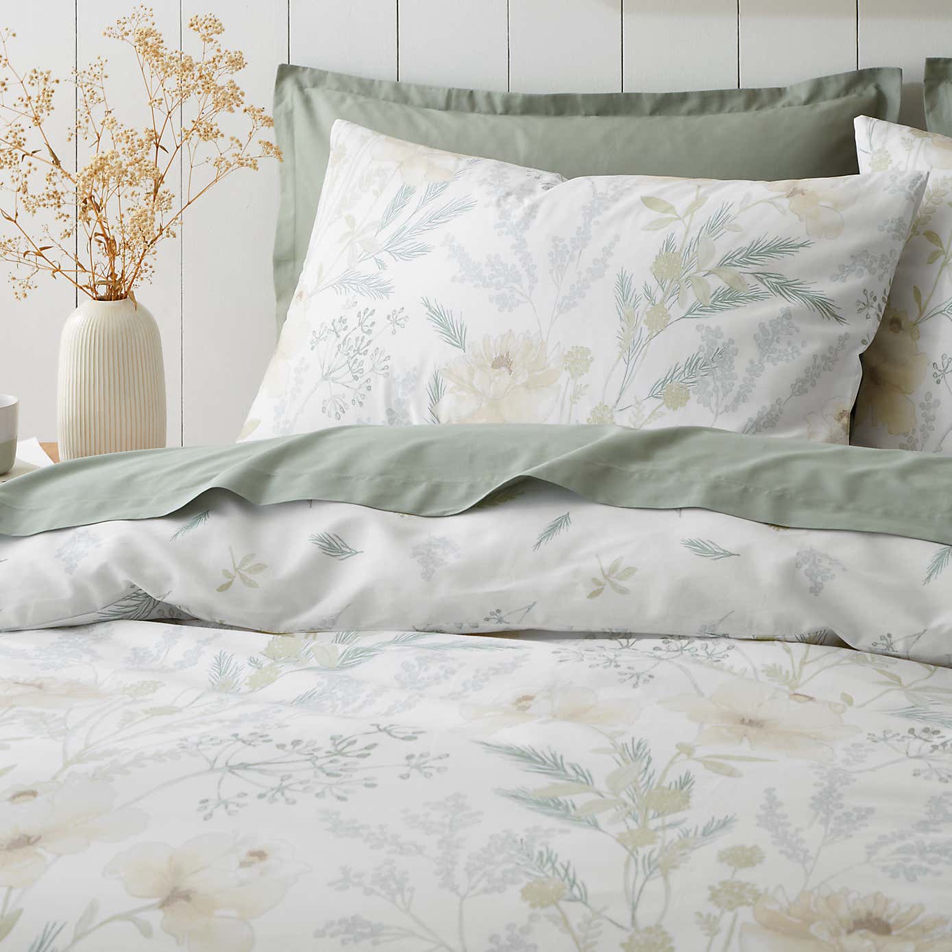 Floral Shadows 100% Cotton Duvet Cover and Pillowcase Set