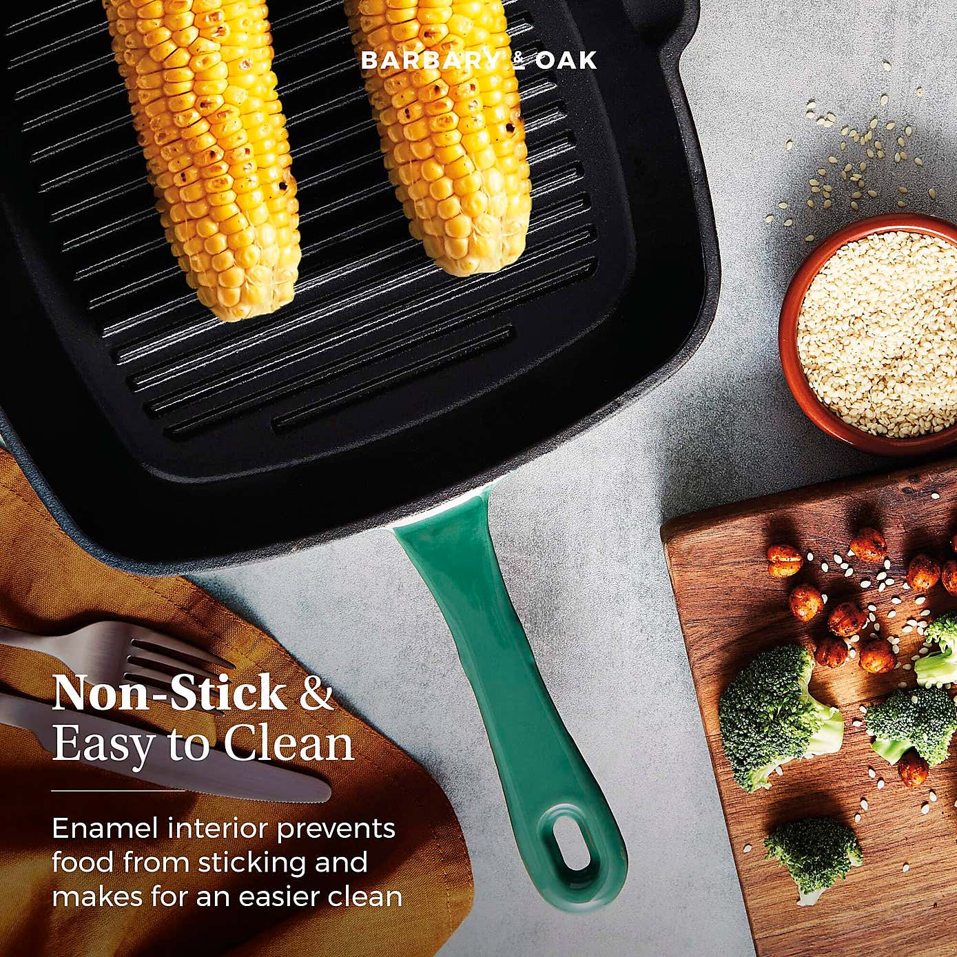 Barbary & Oak Cast Iron Grill Pan, 23cm