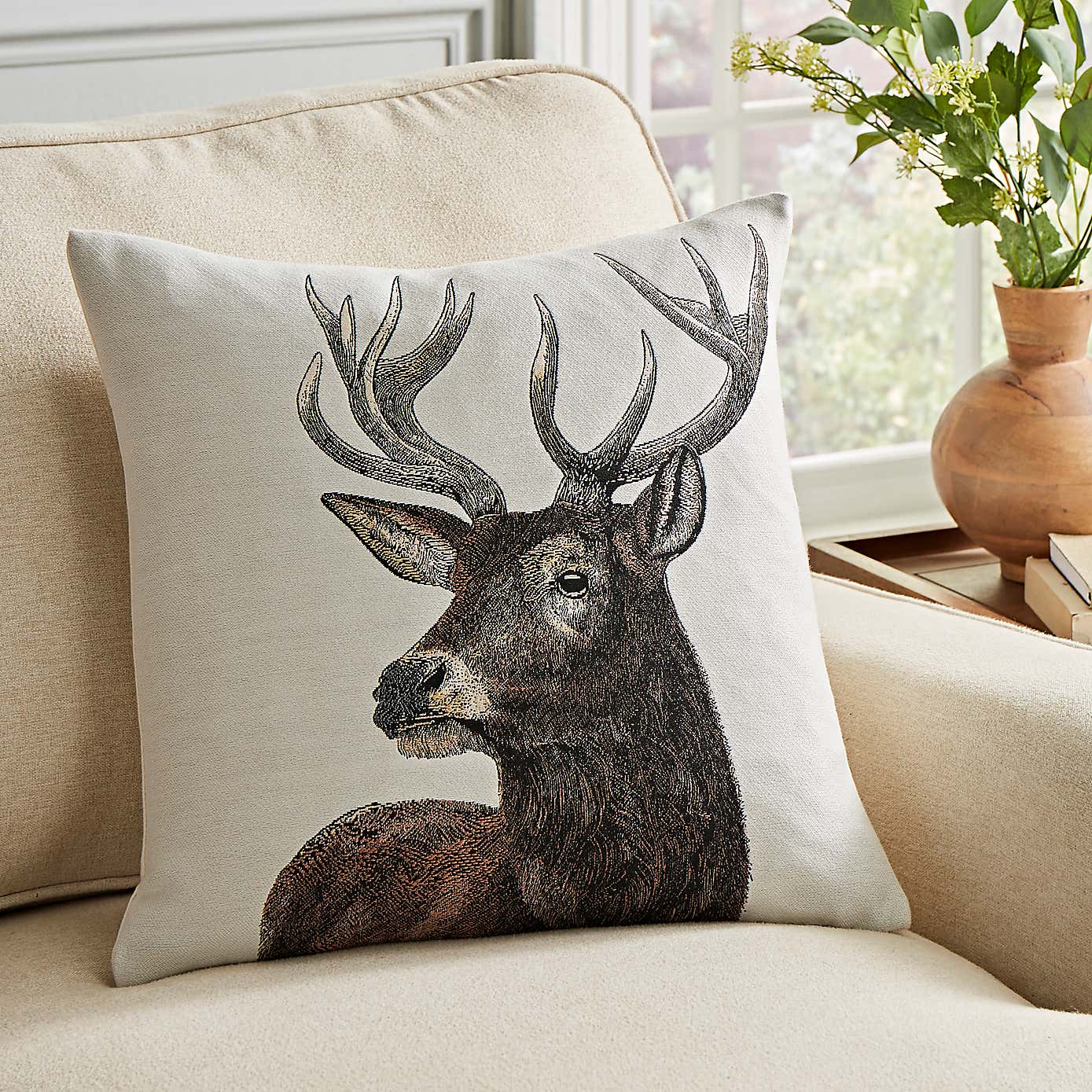 Tapestry Stag Square Cushion
