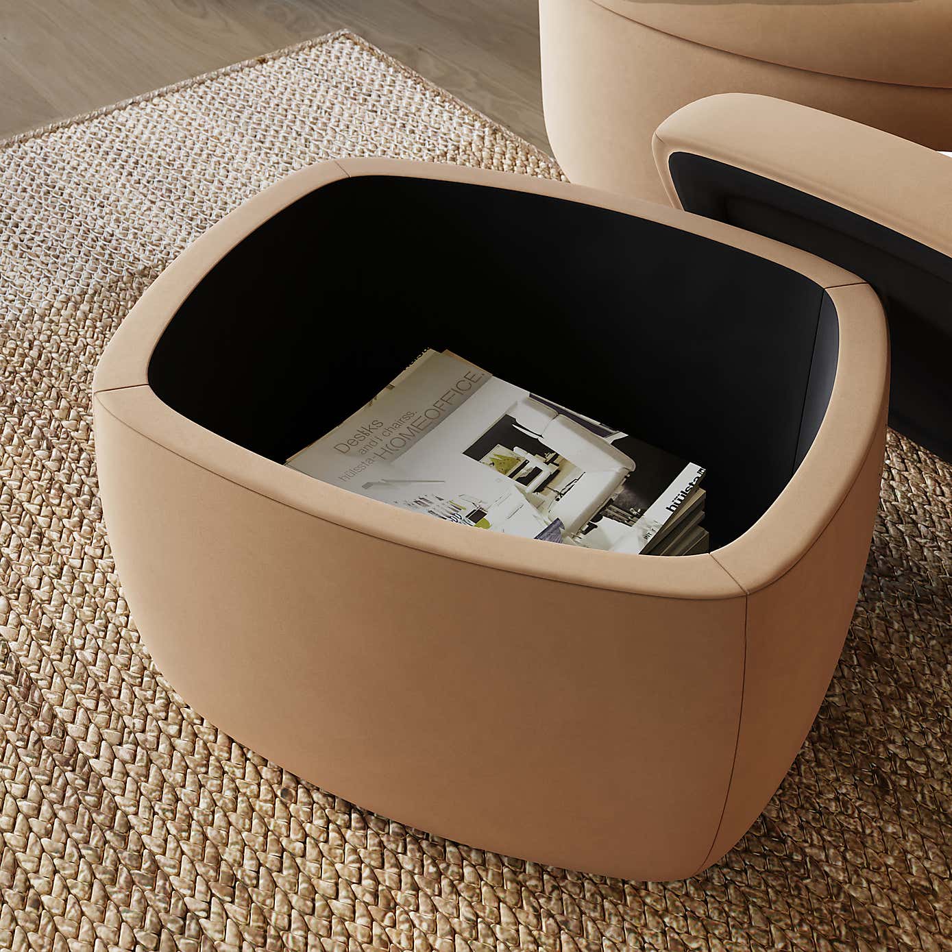 Modern Curves Velvet Storage Footstool