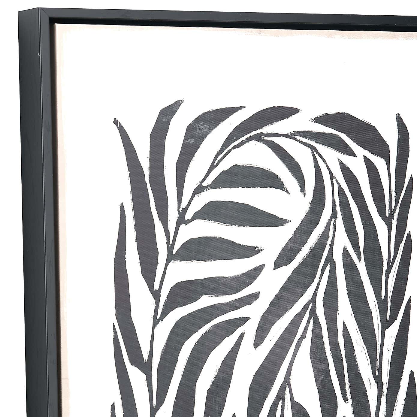 Set of 2 Black Leaf Print Framed Canvases