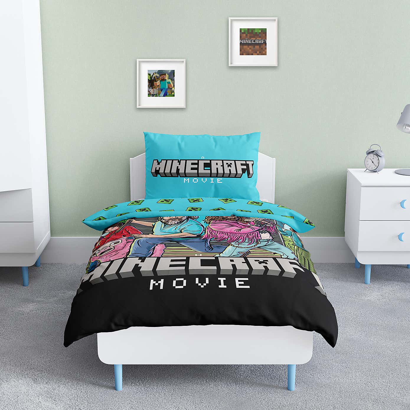 Minecraft Movie Squad Polycotton Single Duvet Cover & Pillowcase Set