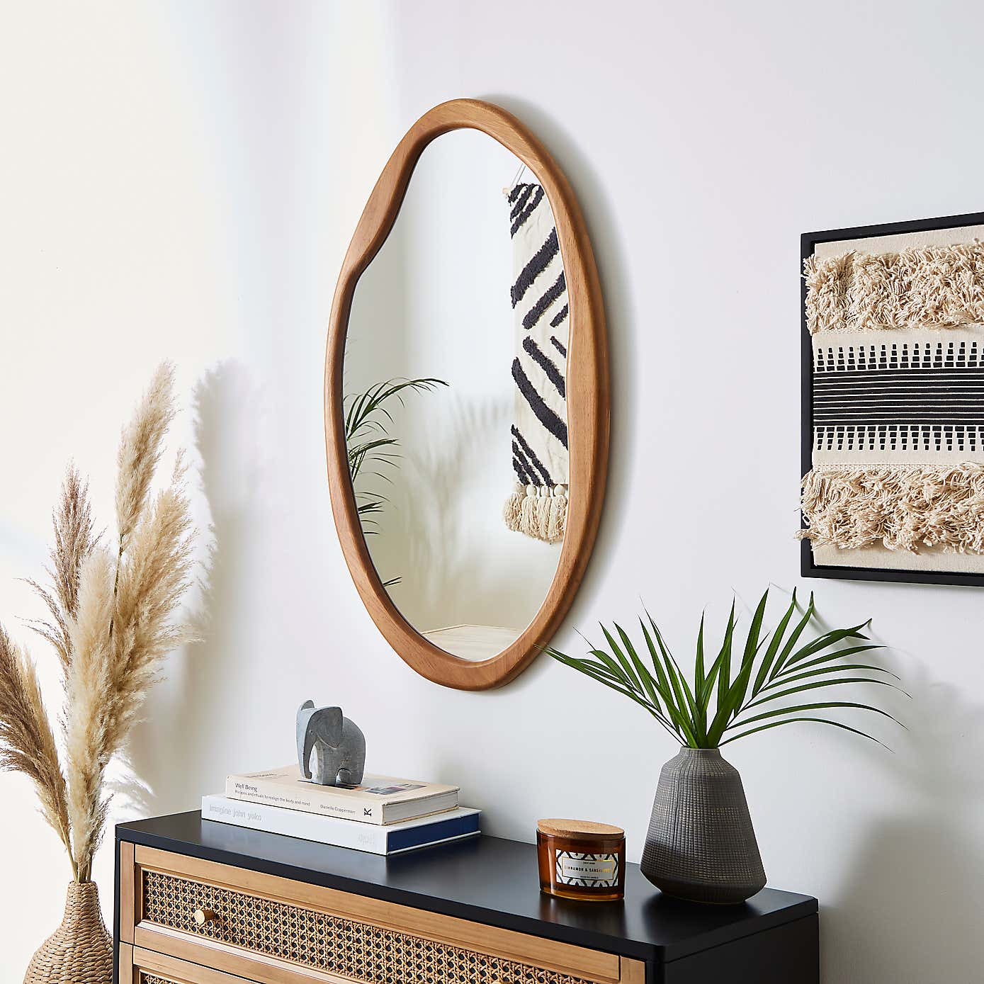 Pebble Wood Wall Mirror