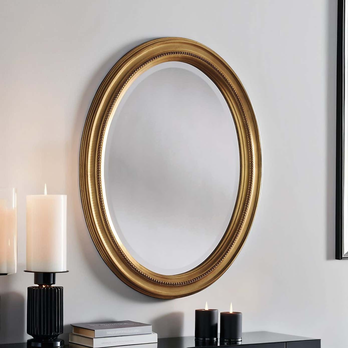 Yearn Beaded Oval Wall Mirror