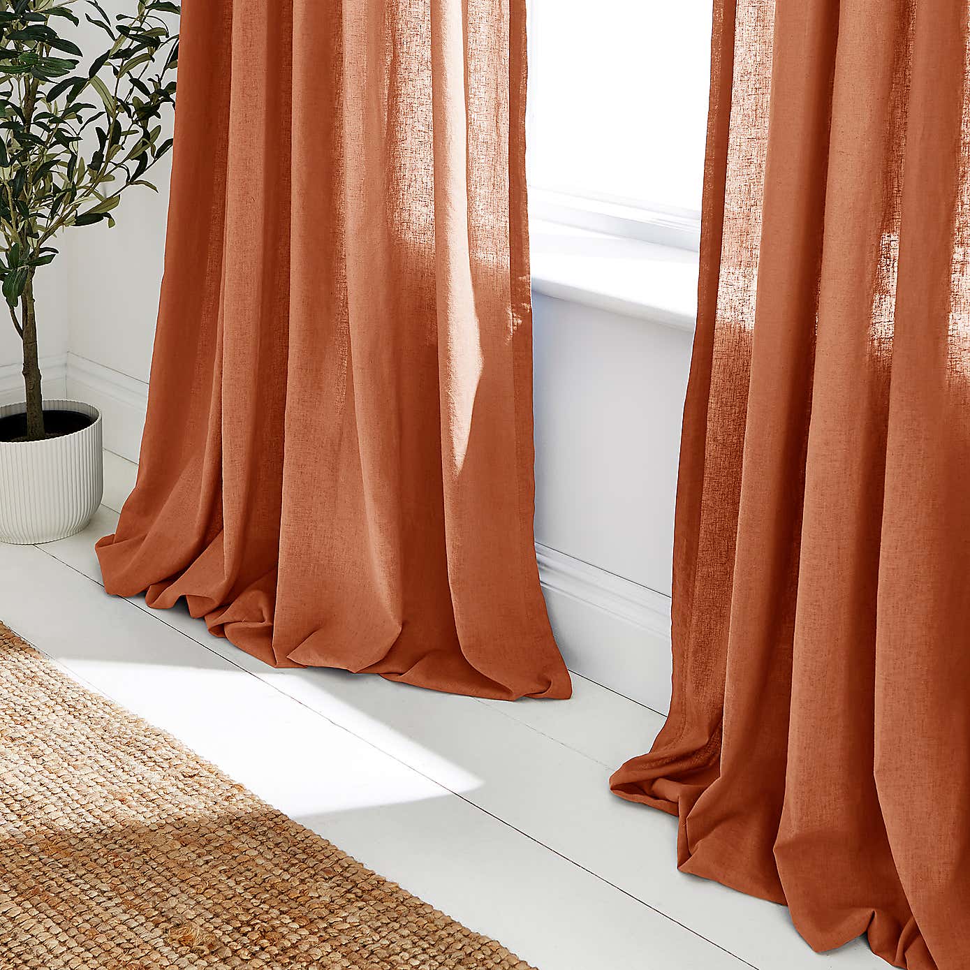 Cotton Linen Slot Top Voile Curtains