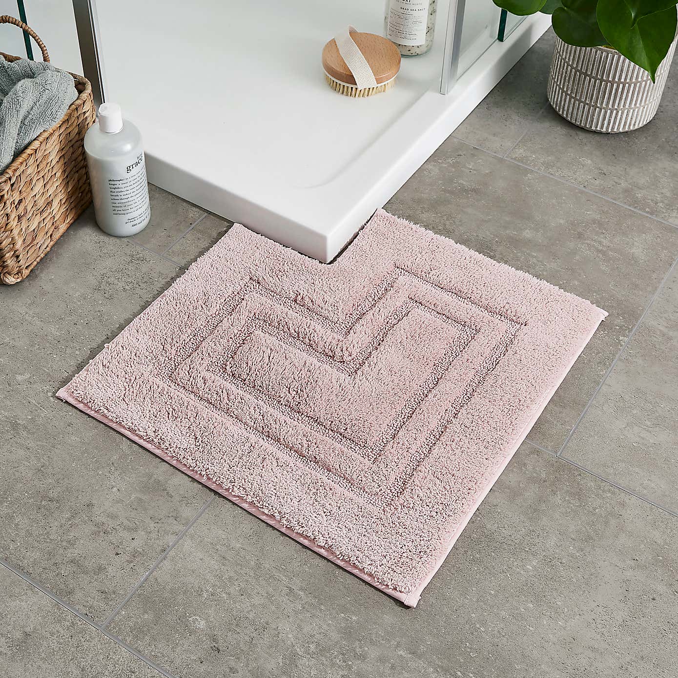 Luxury Cotton L Shaped Shower Mat