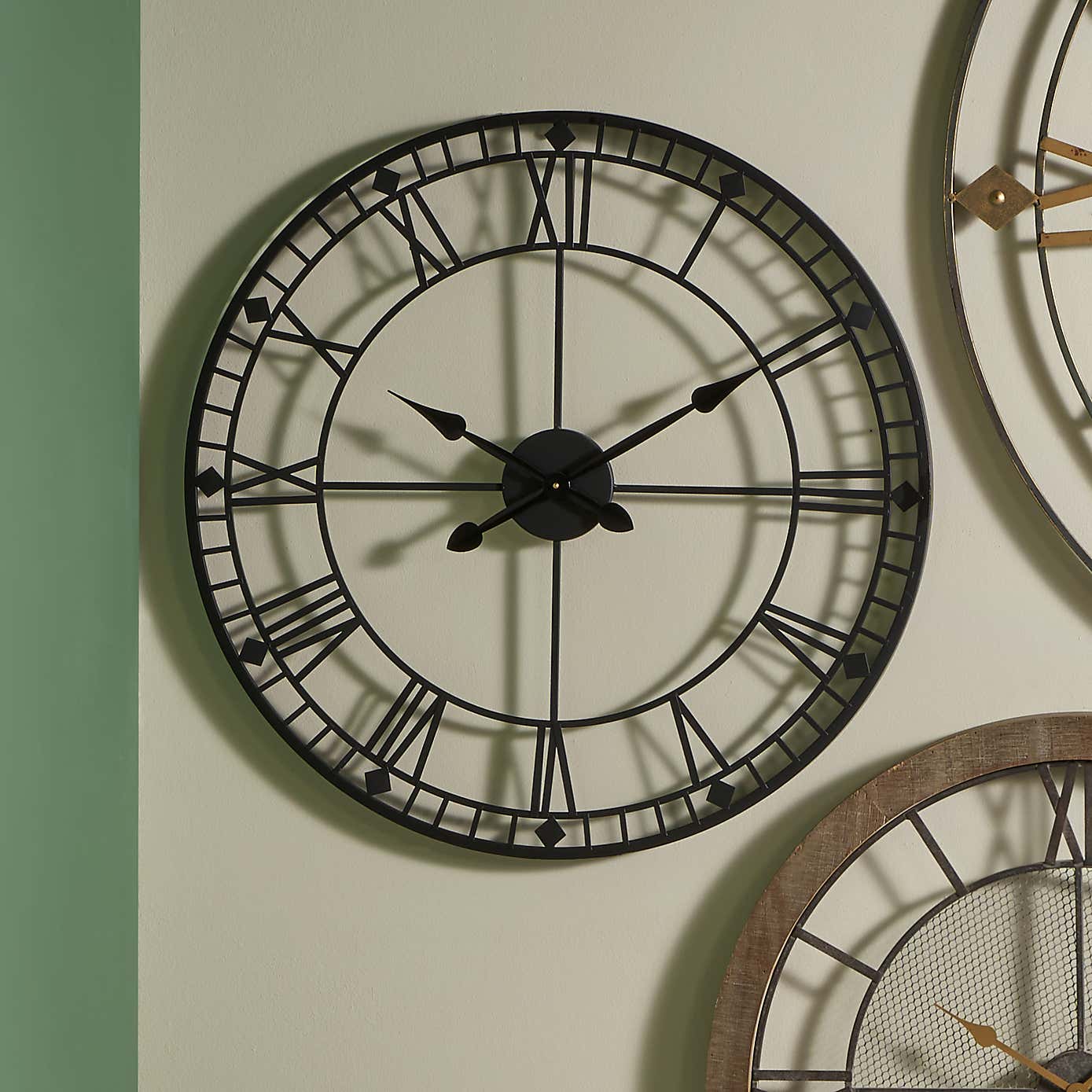 Black Metal Skeleton Wall Clock 80cm