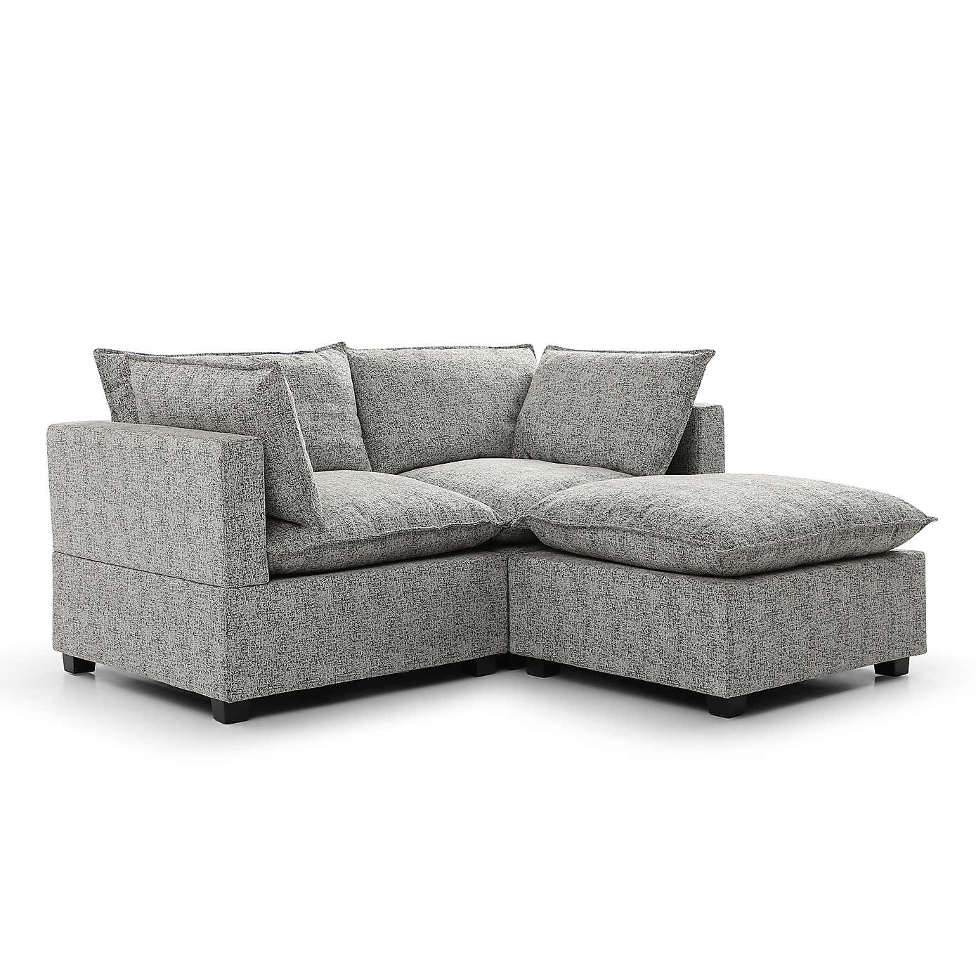 Moda 2 Seater Modular Sofa with Chaise, Light Grey Boucle