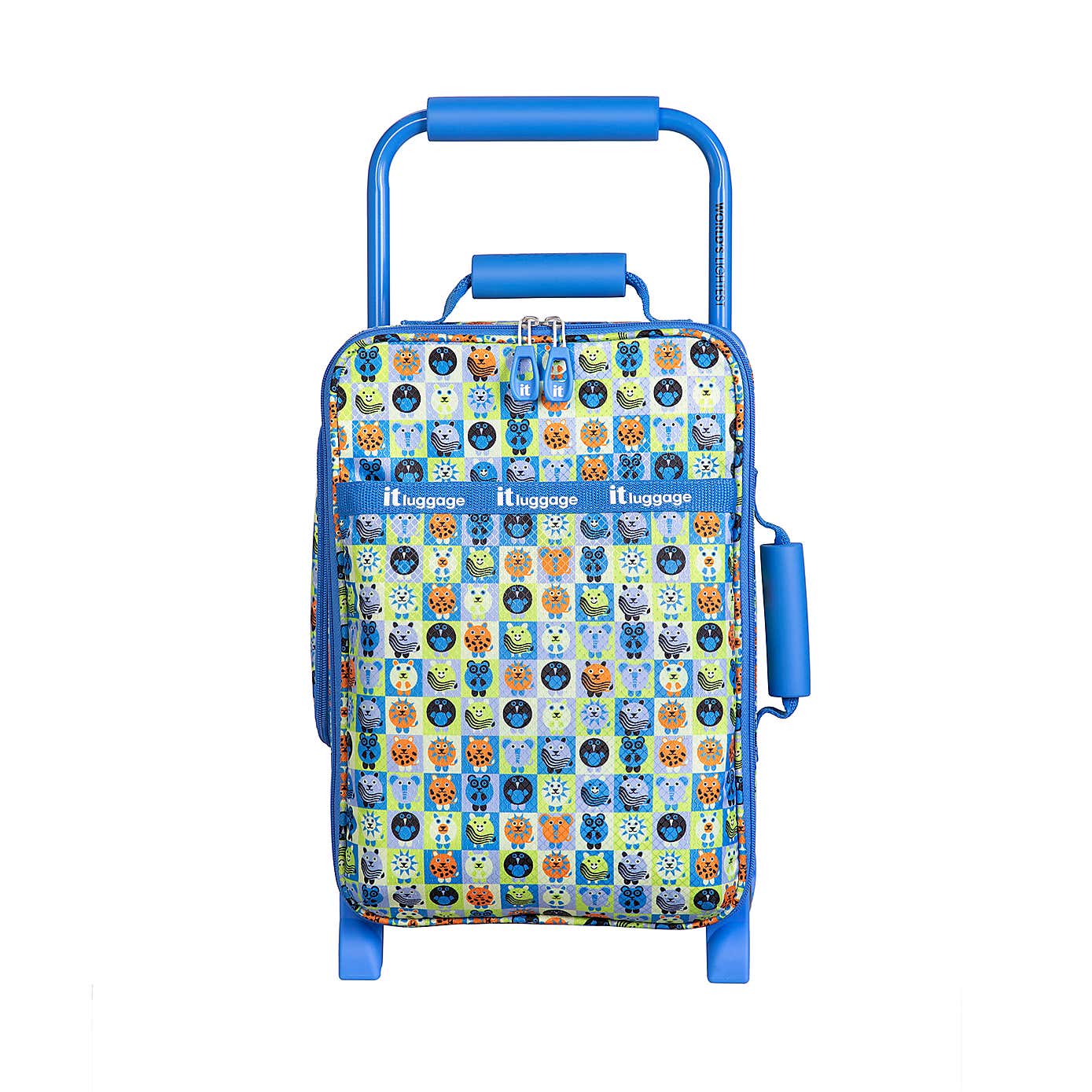 IT Luggage Curiosity Soft Shell Kiddies Minimals Blue Suitcase