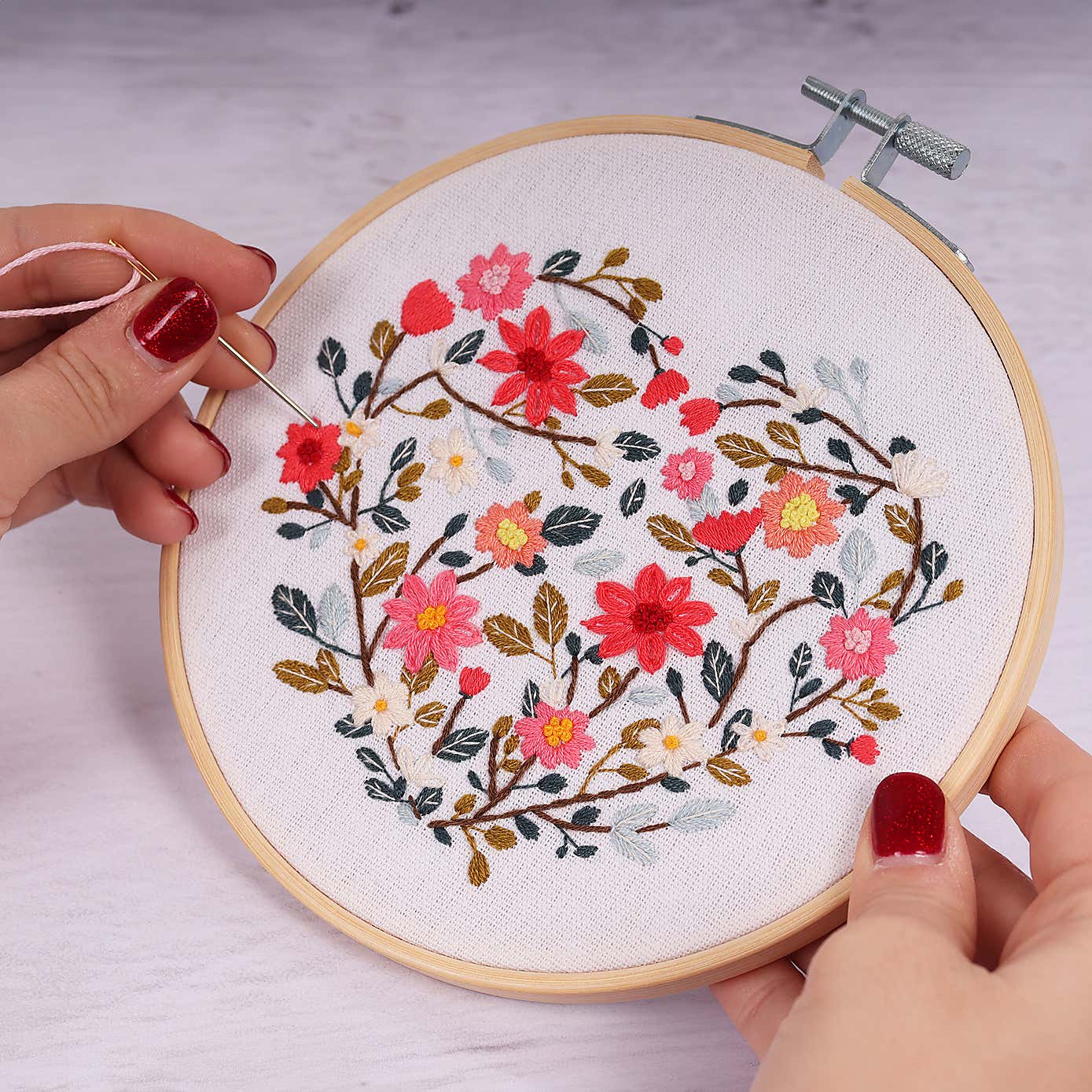 Embroidery Kit Floral Heart