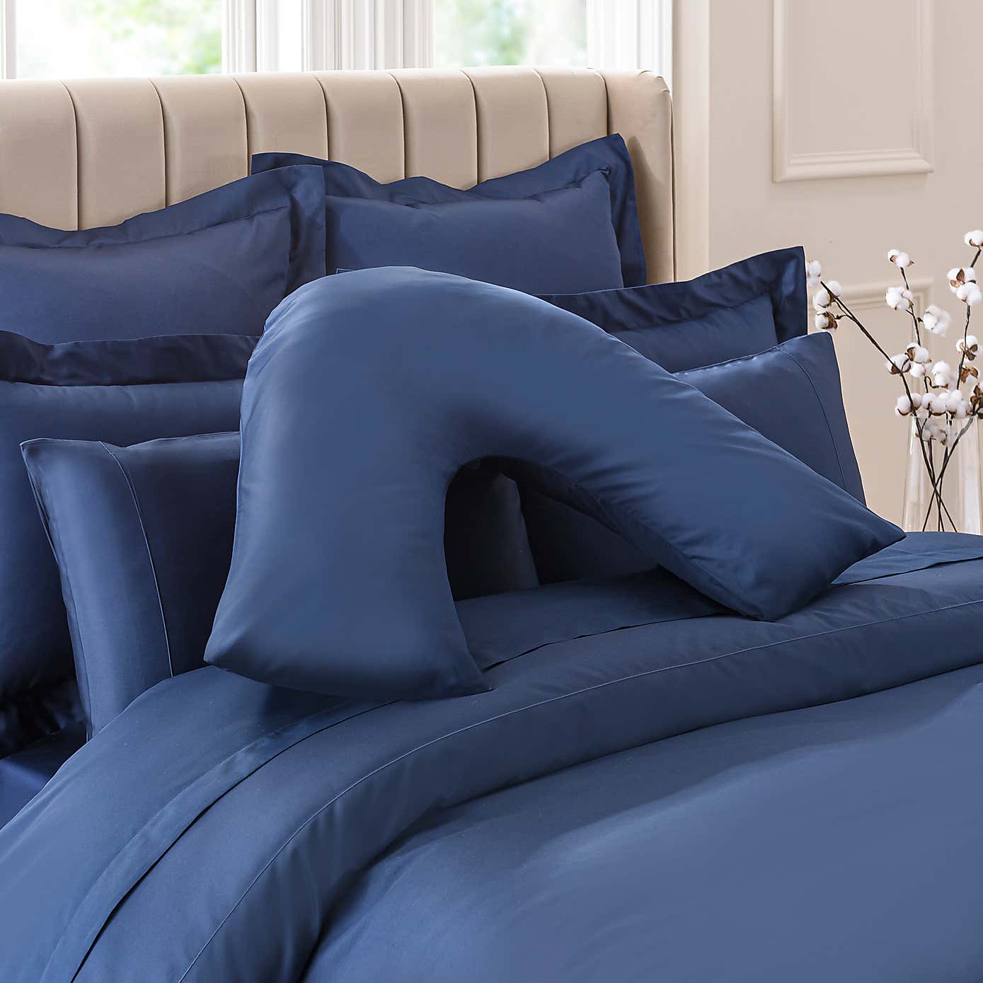 Dorma 300 Thread Count 100% Cotton Sateen Plain V-Shaped Pillowcase