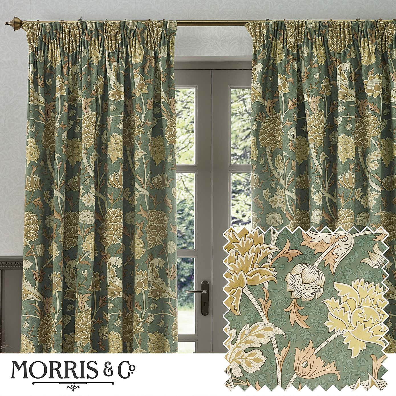 Morris & Co. Cray Chenille Pencil Pleat Curtains