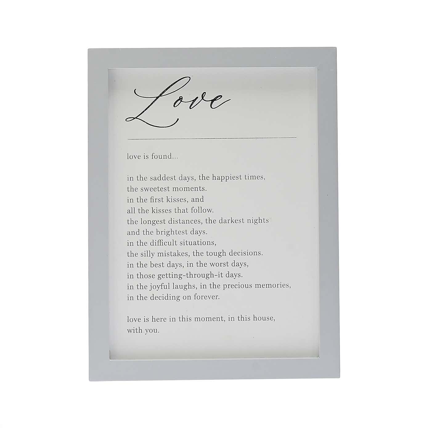 Amore 'Love Is' Verse Plaque