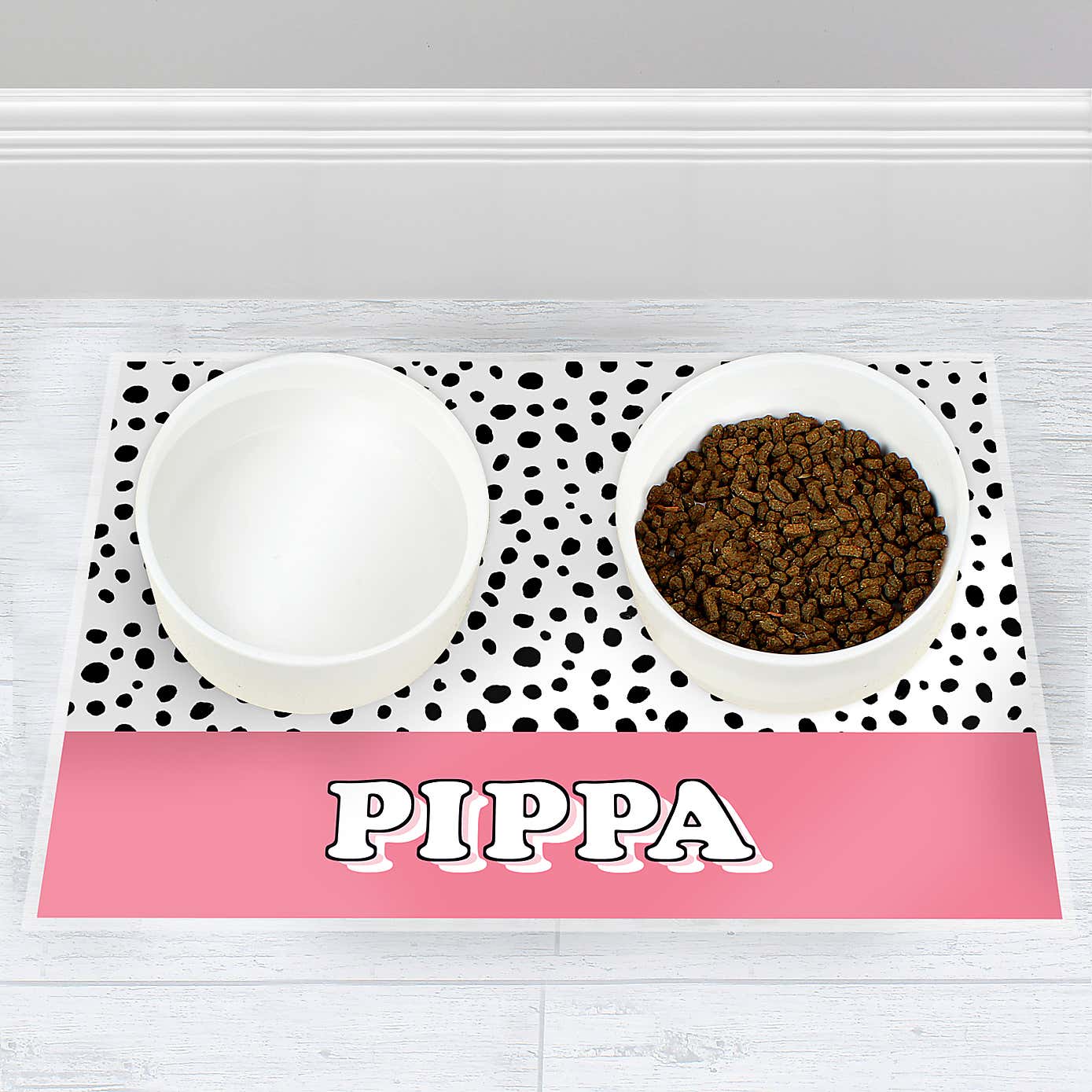 Personalised Spotty Dog Pet Bowl Mat