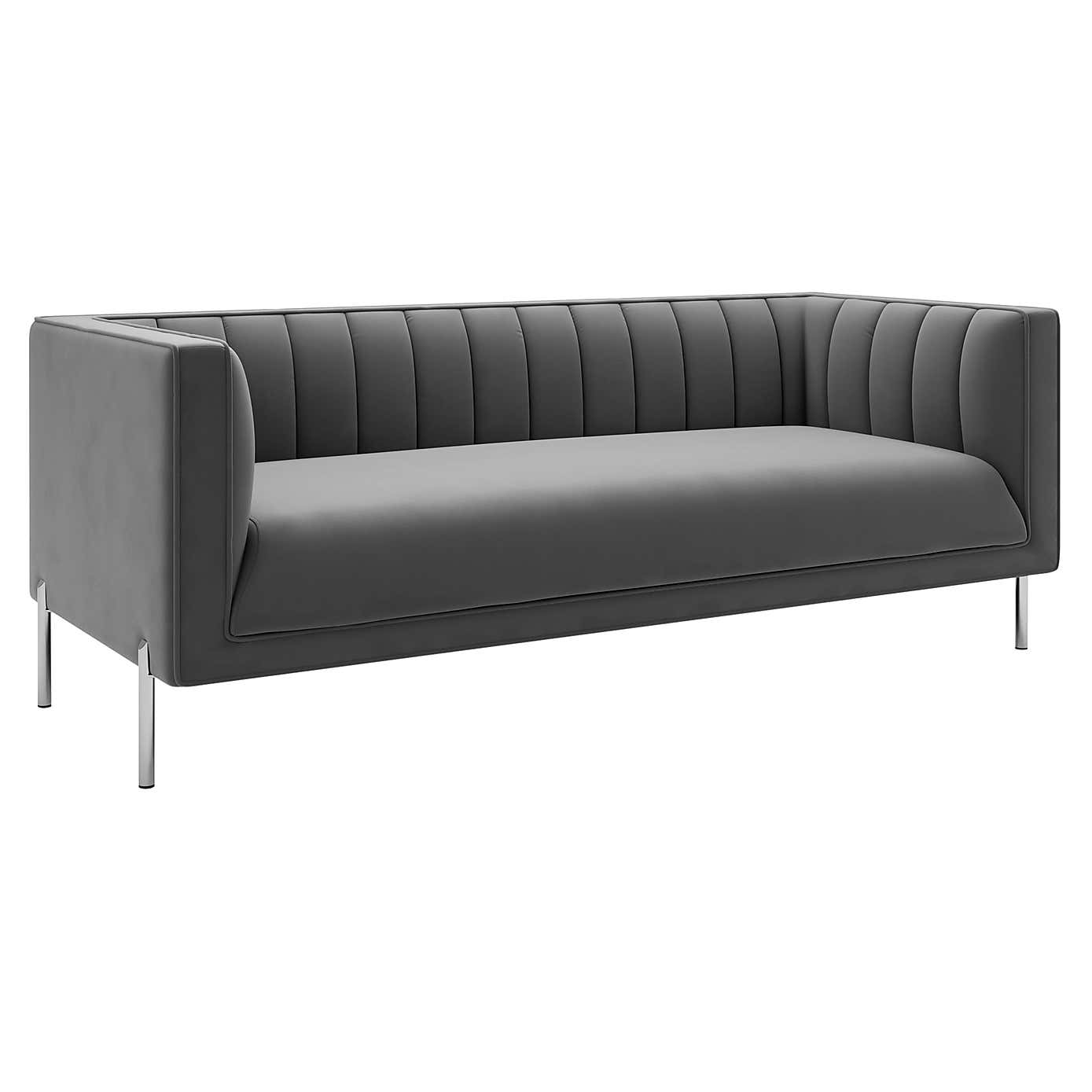 Bellamy Velvet 3 Seater Sofa - Grey